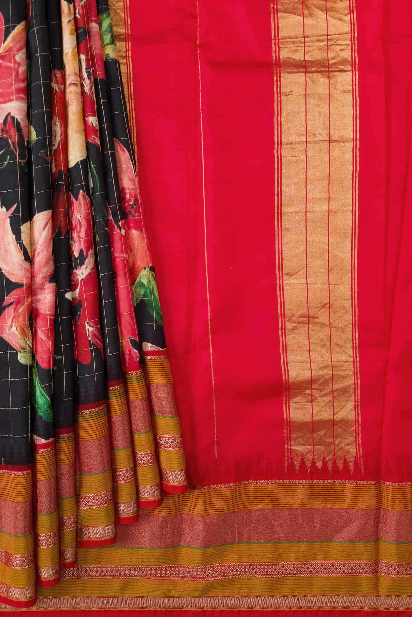 Black Kanchipuram Silk Saree - Image 2