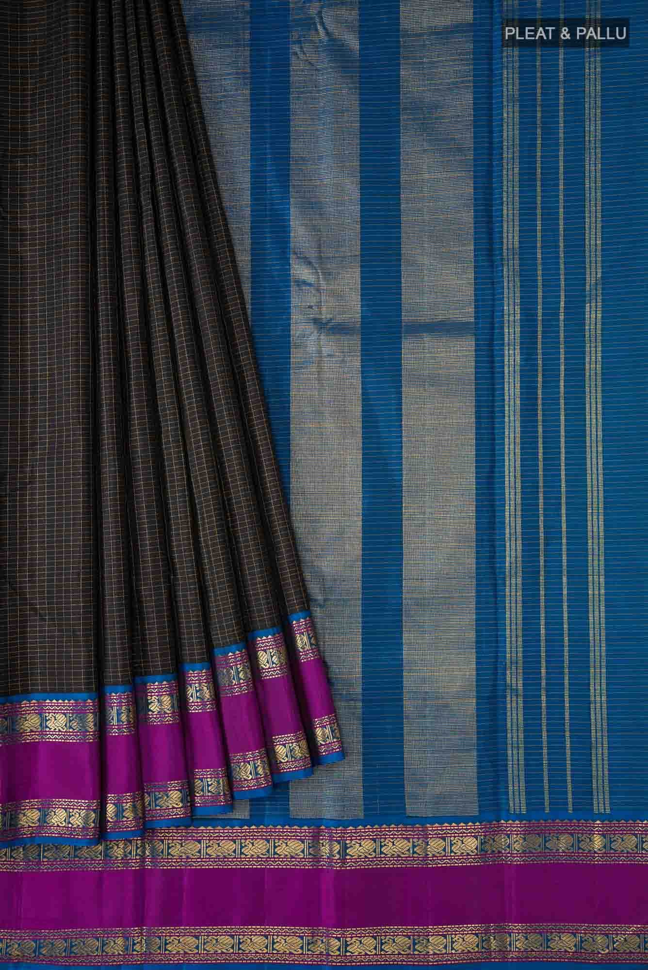 Black Kanchipuram Silk Saree - Image 2