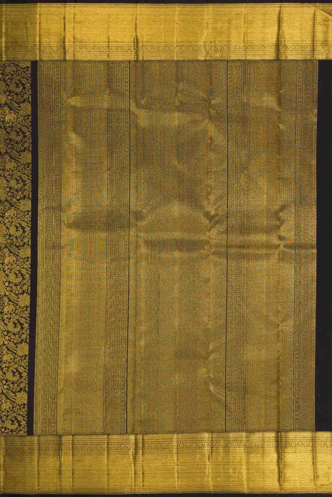 Pure Silk Pure Zari Black Kanjivaram Saree - Image 5
