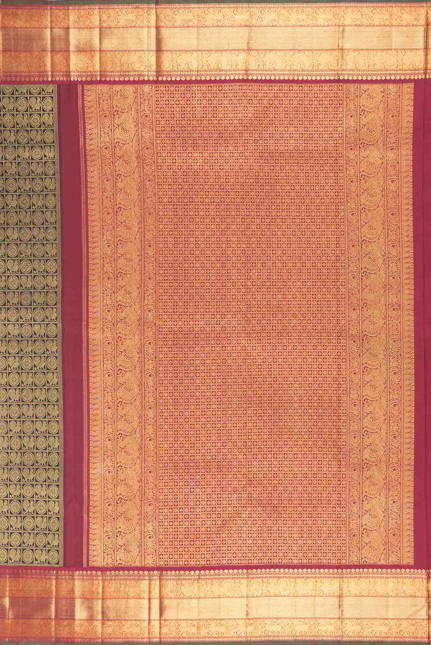 Pure Silk Pure Zari Black Kanjivaram Saree - Image 4