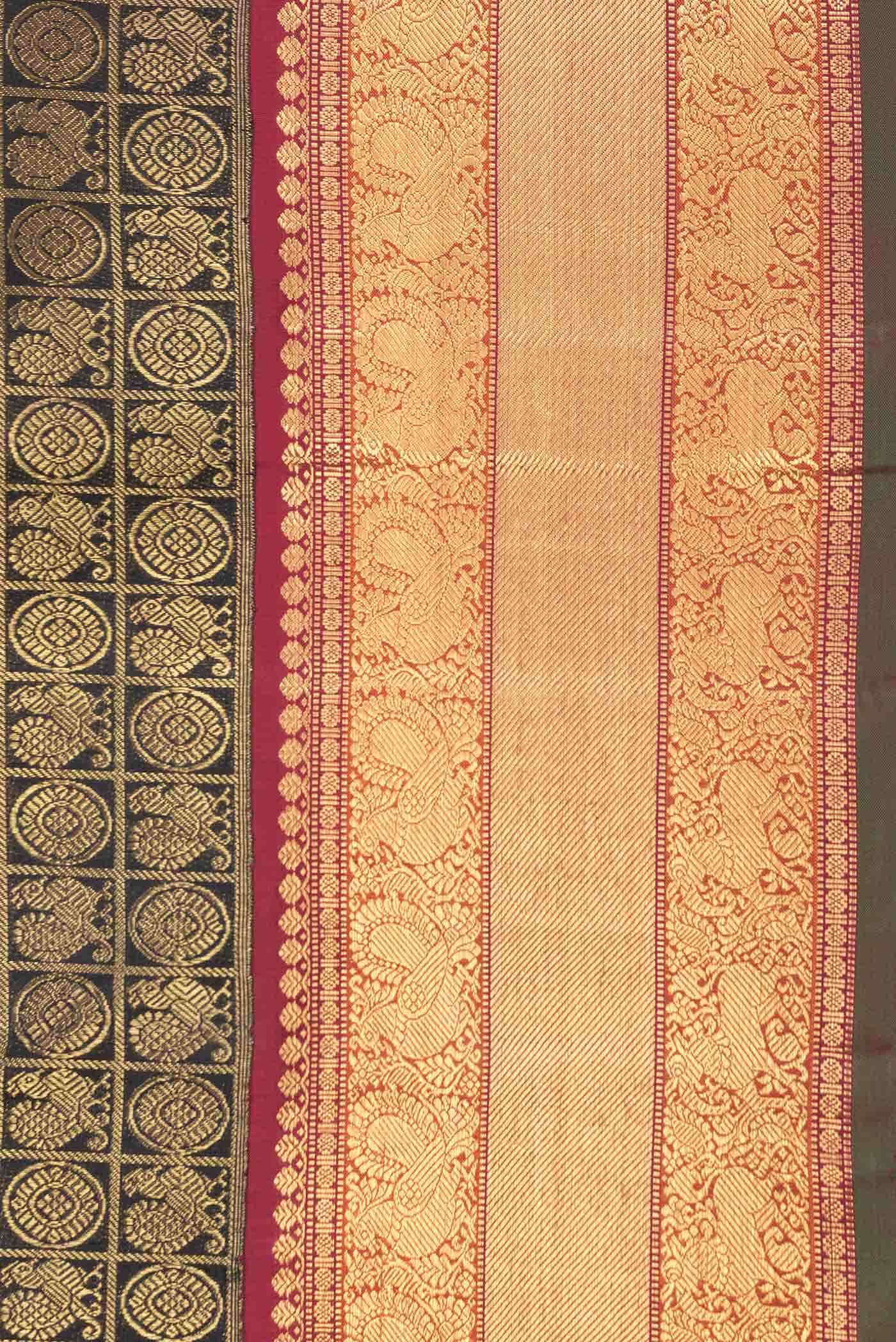 Pure Silk Pure Zari Black Kanjivaram Saree - Image 5