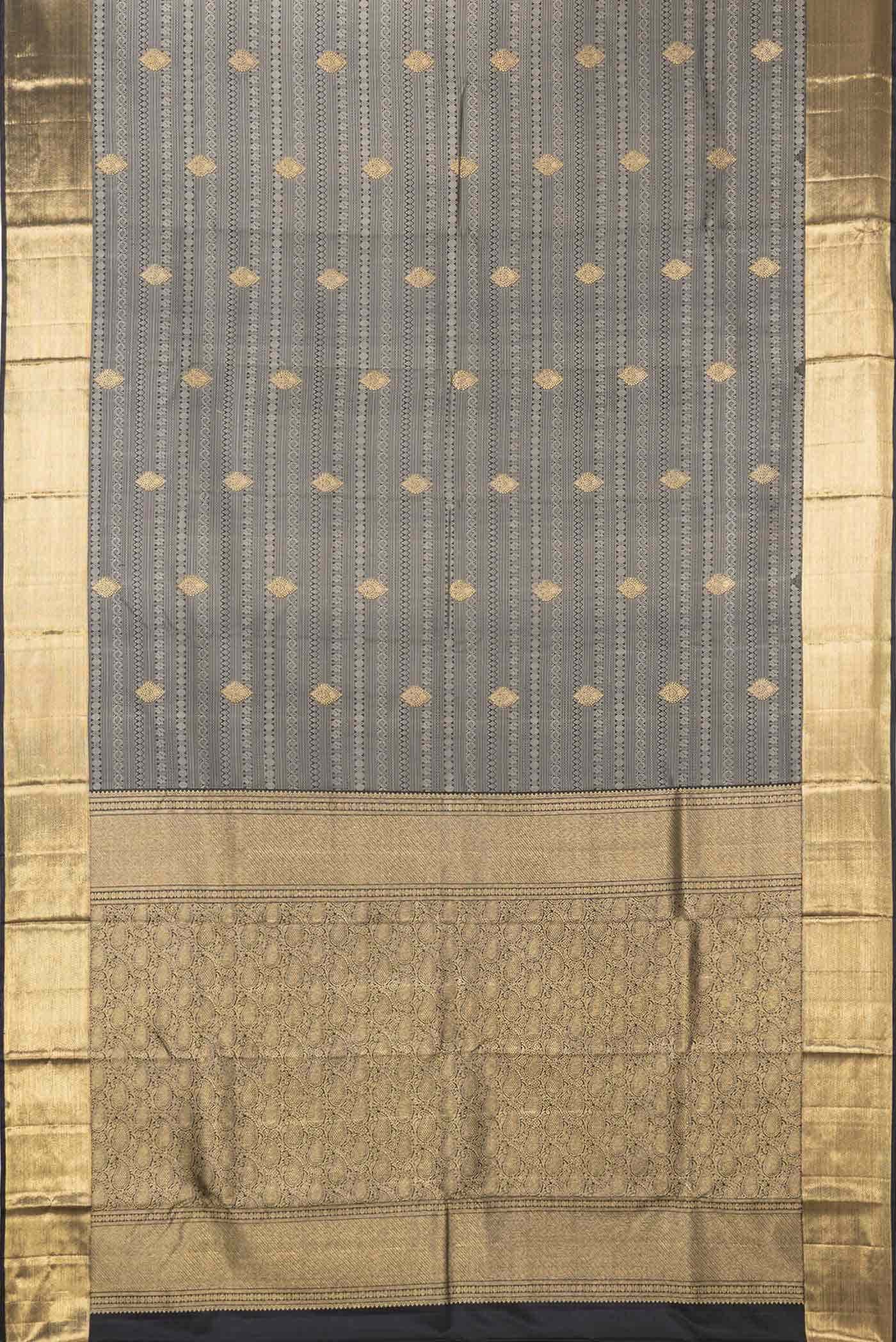 Pure Silk Pure Zari Black Kanjivaram Saree - Image 4