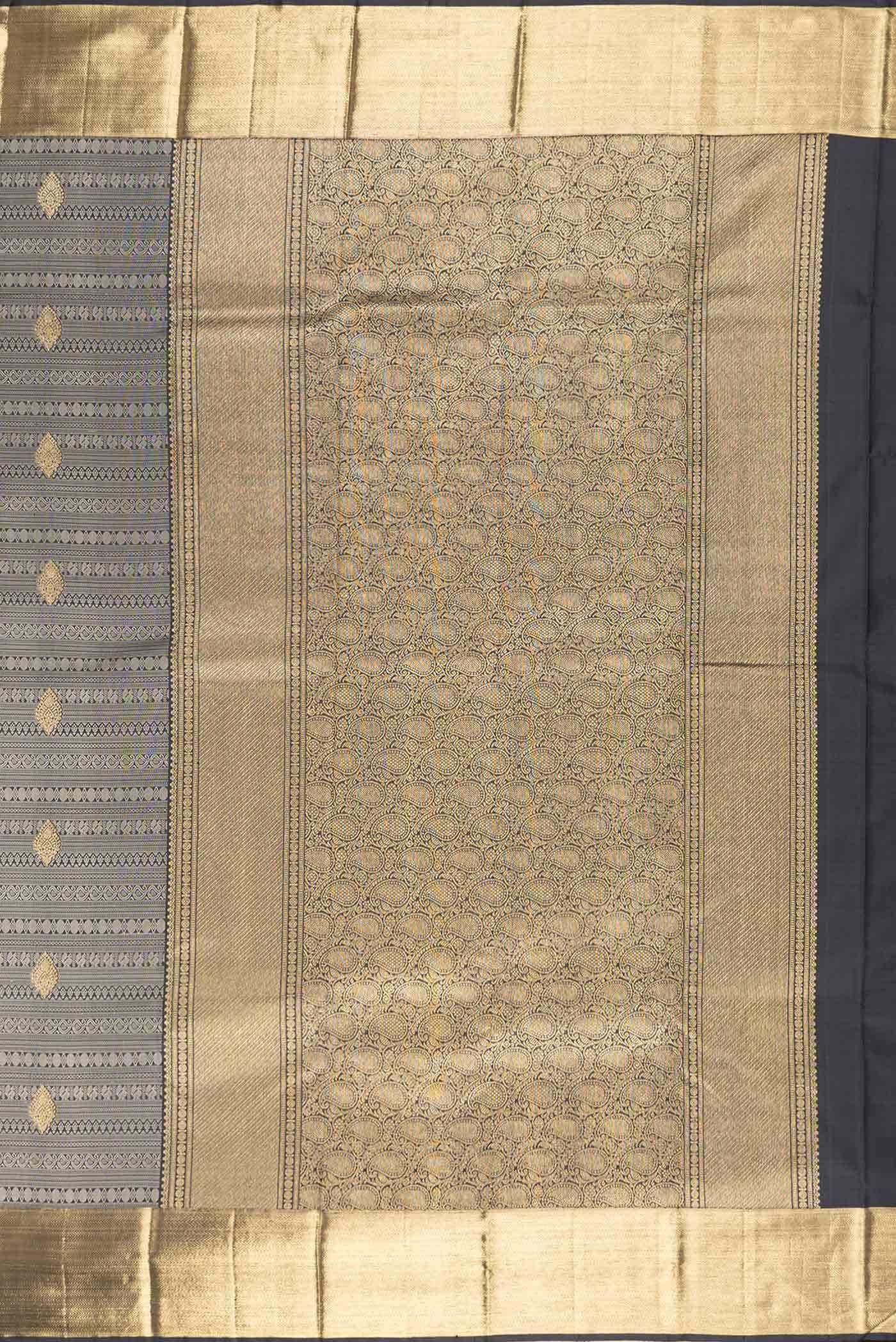 Pure Silk Pure Zari Black Kanjivaram Saree - Image 5