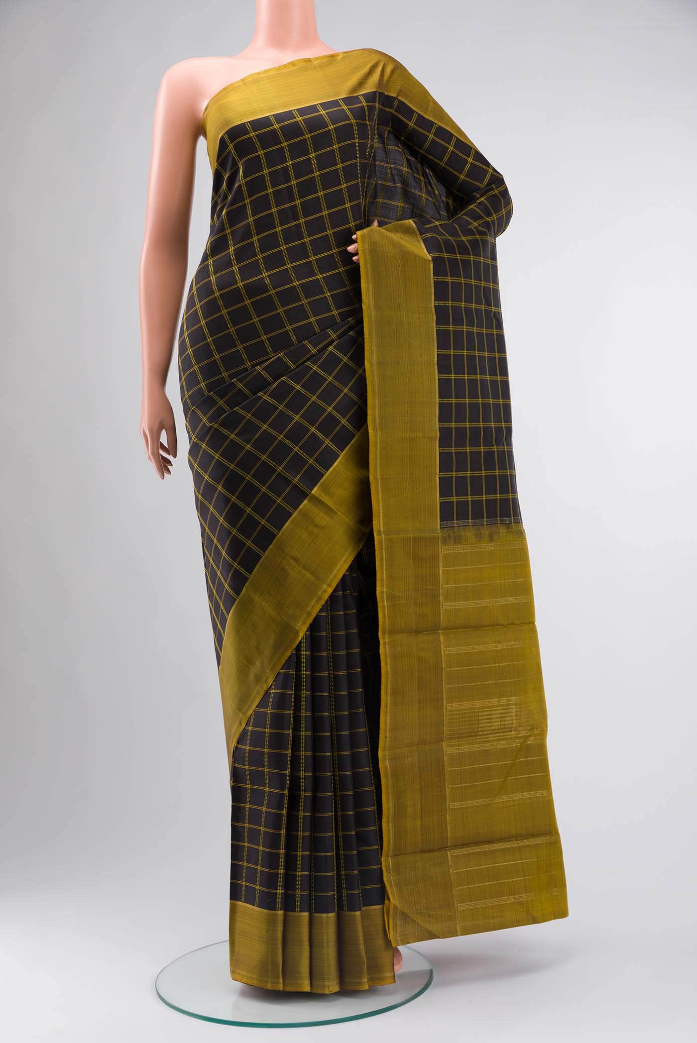 Pure Silk Pure Zari Black Kanjivaram Saree