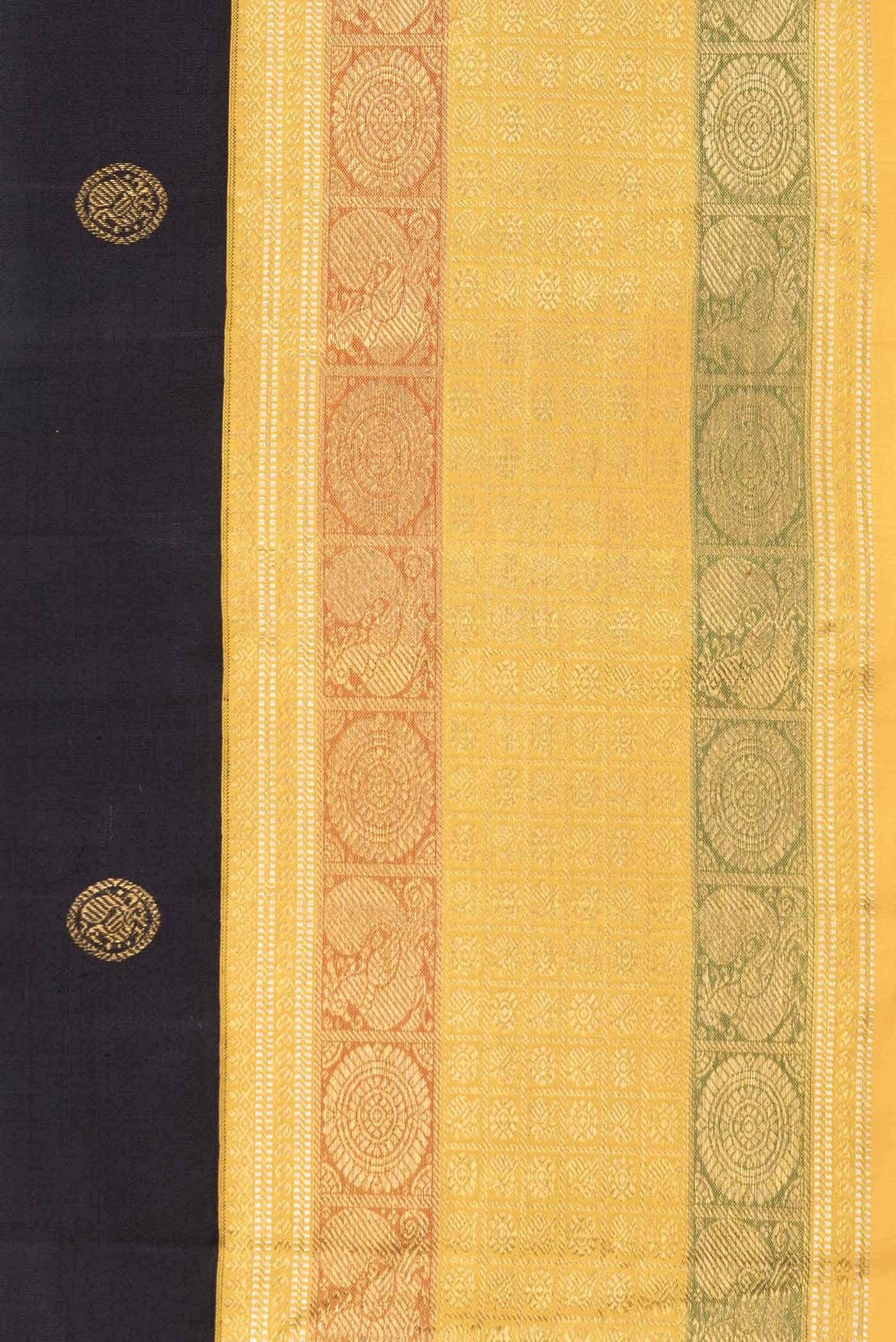 Black Kanchipuram Silk Saree - Image 6