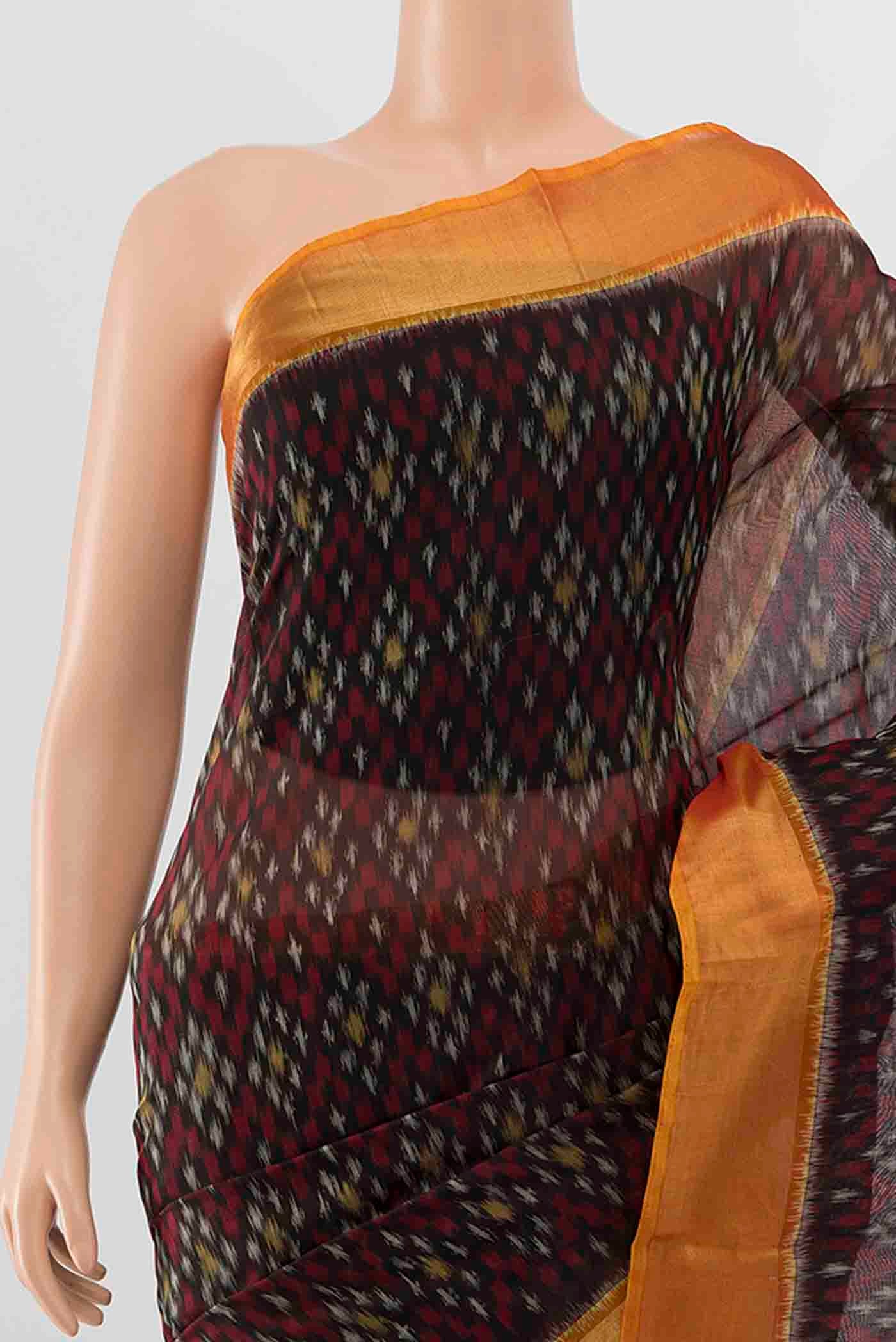 Black Kora Cotton Saree - Image 2