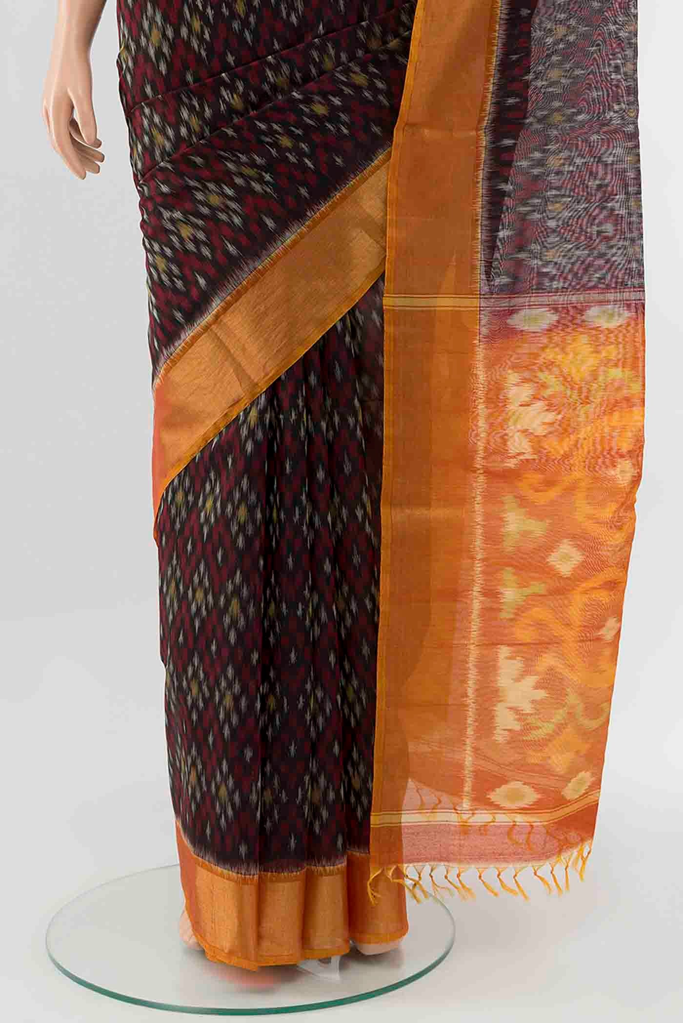Black Kora Cotton Saree - Image 3