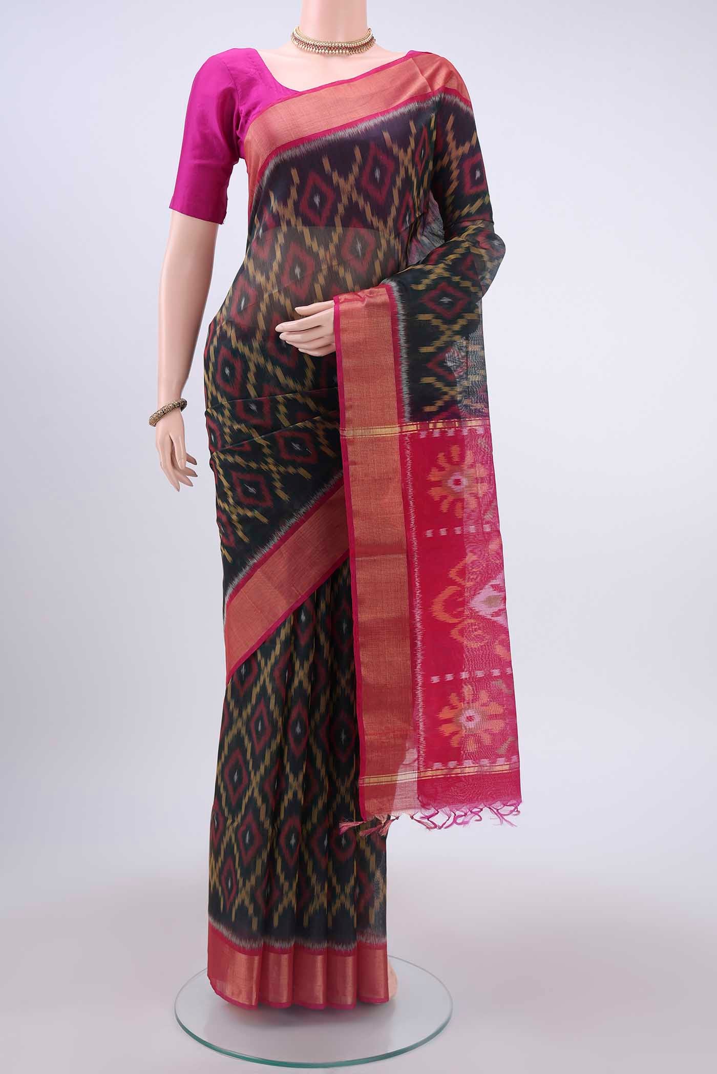 Black Kora Cotton Saree