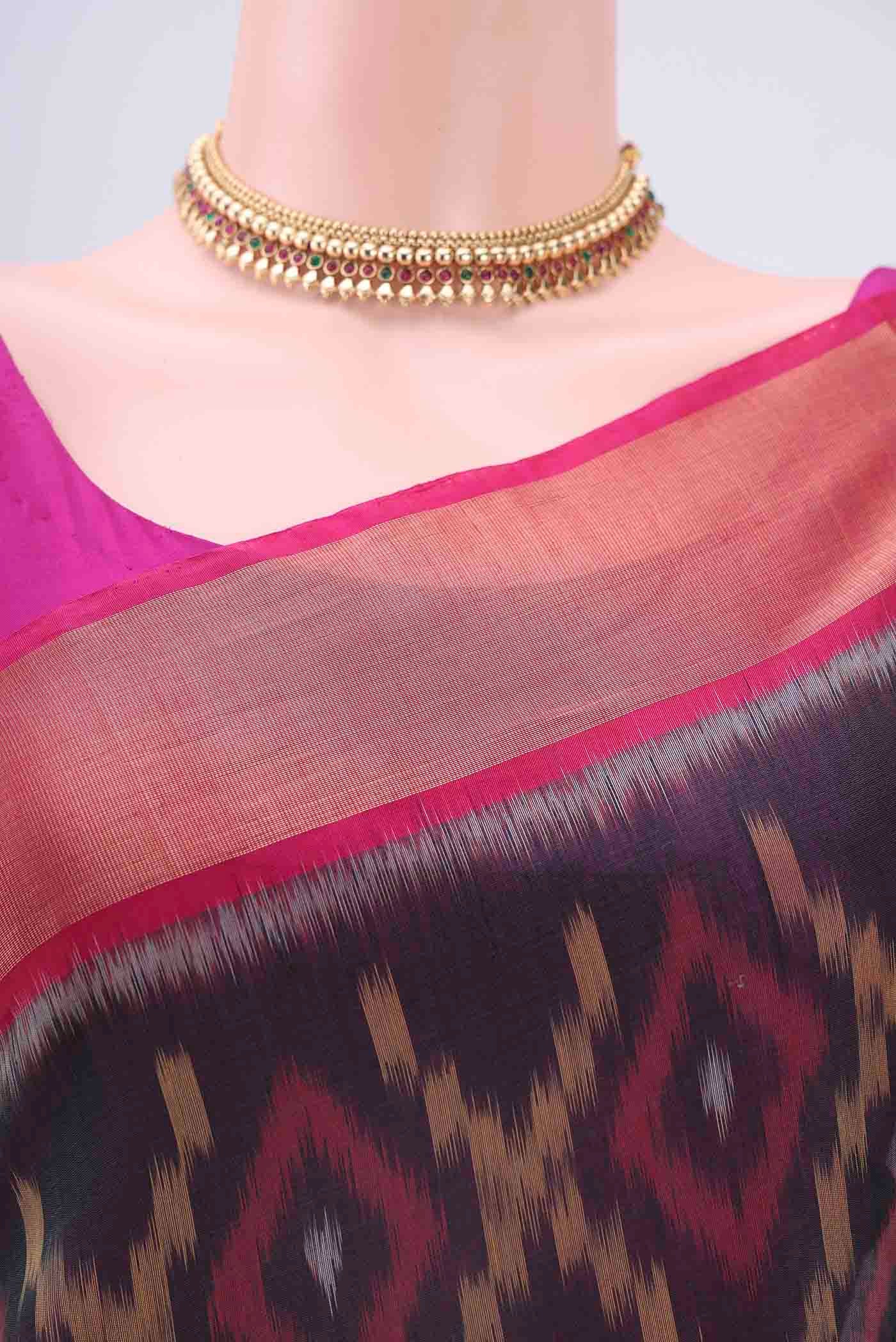 Black Kora Cotton Saree - Image 2