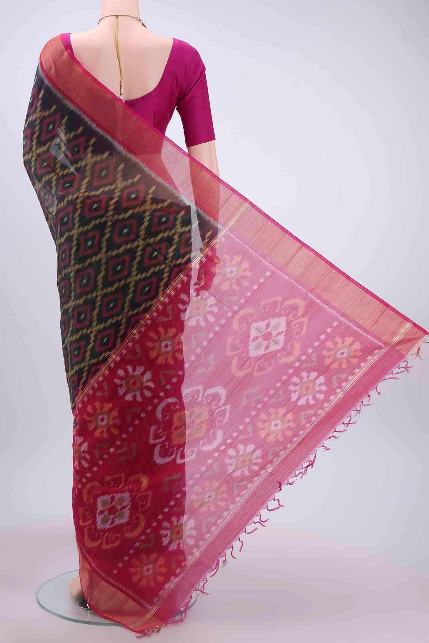 Black Kora Cotton Saree - Image 3