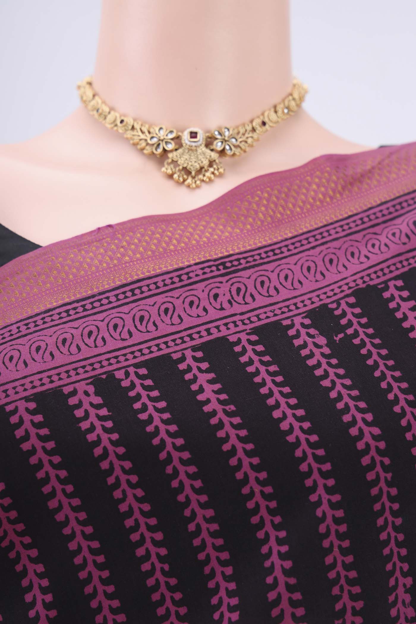 Black Mangalagiri Cotton Saree - Image 2