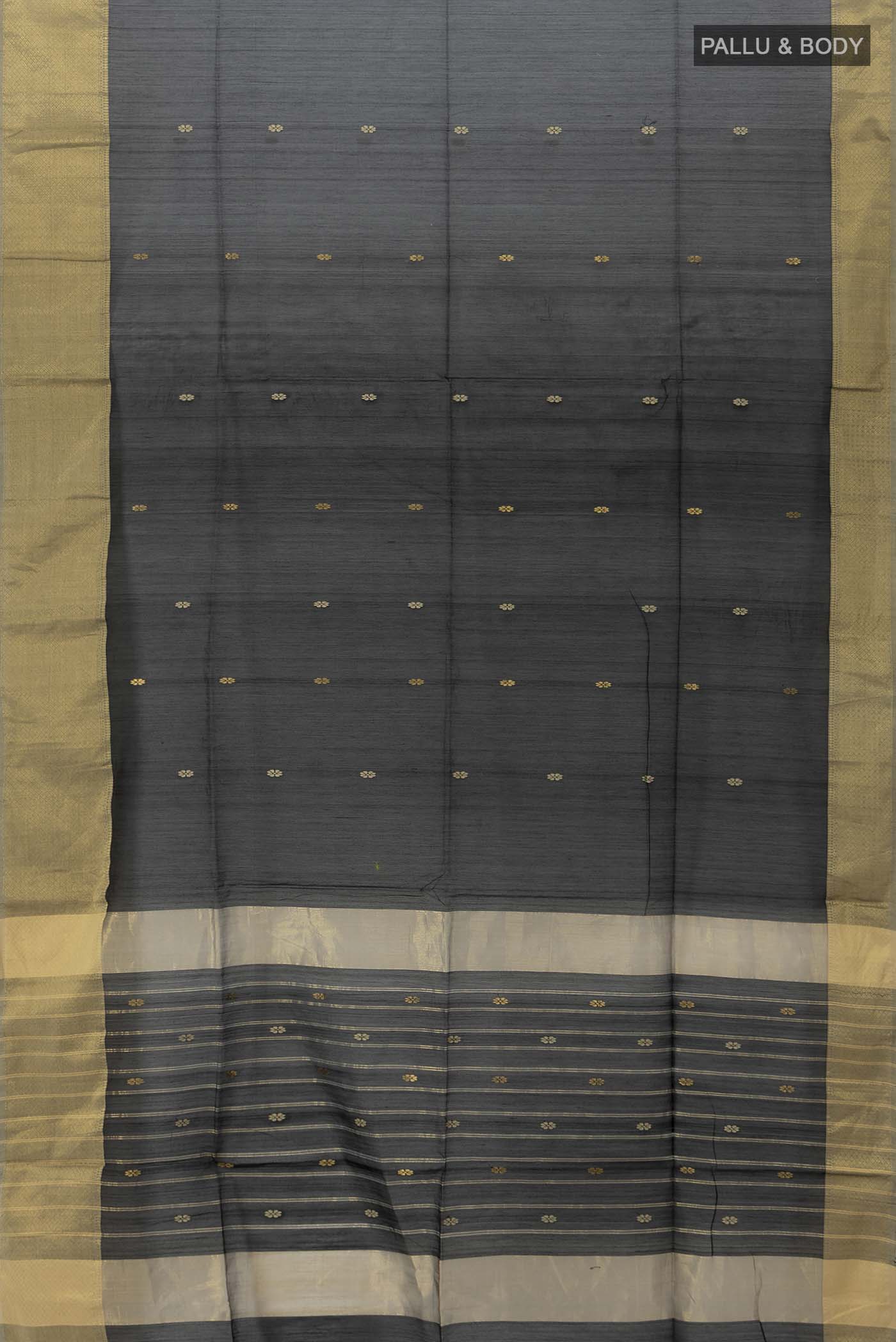 Black Maheshwari Silk Cotton Saree - Image 5