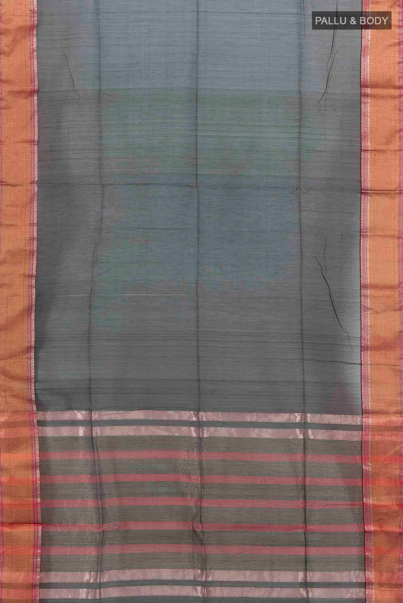 Black Maheshwari Silk Cotton Saree - Image 5