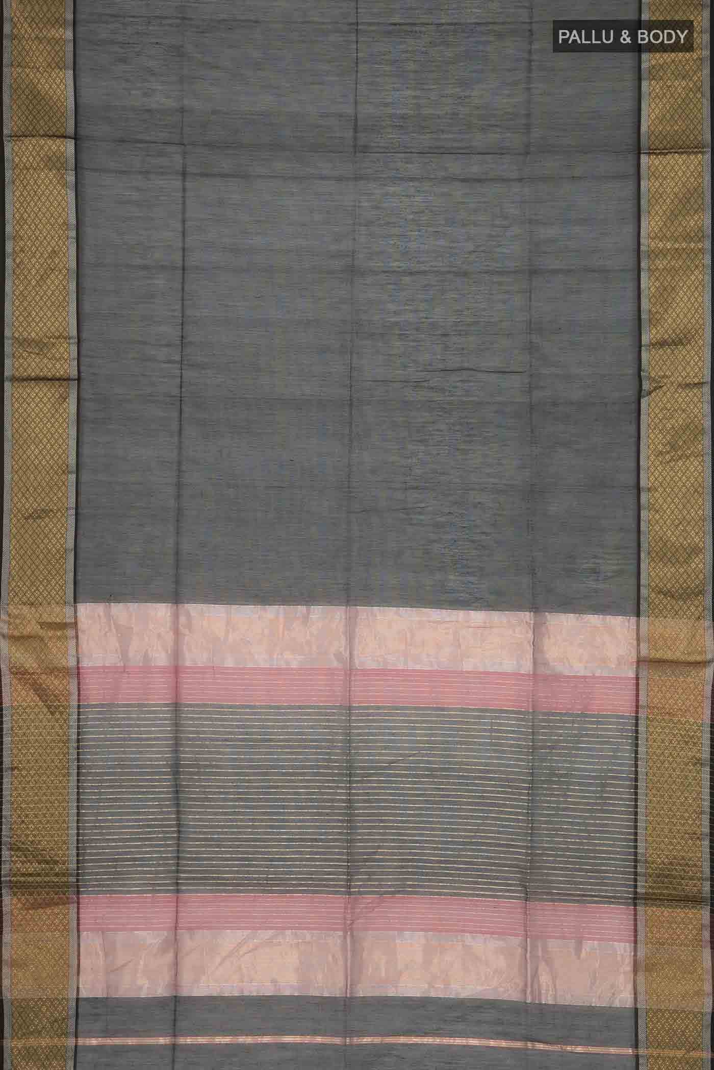 Black Maheshwari Silk Cotton Saree - Image 2