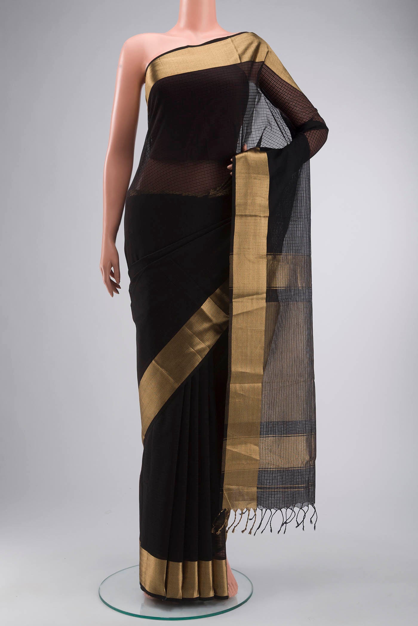 Black Maheshwari Silk Saree