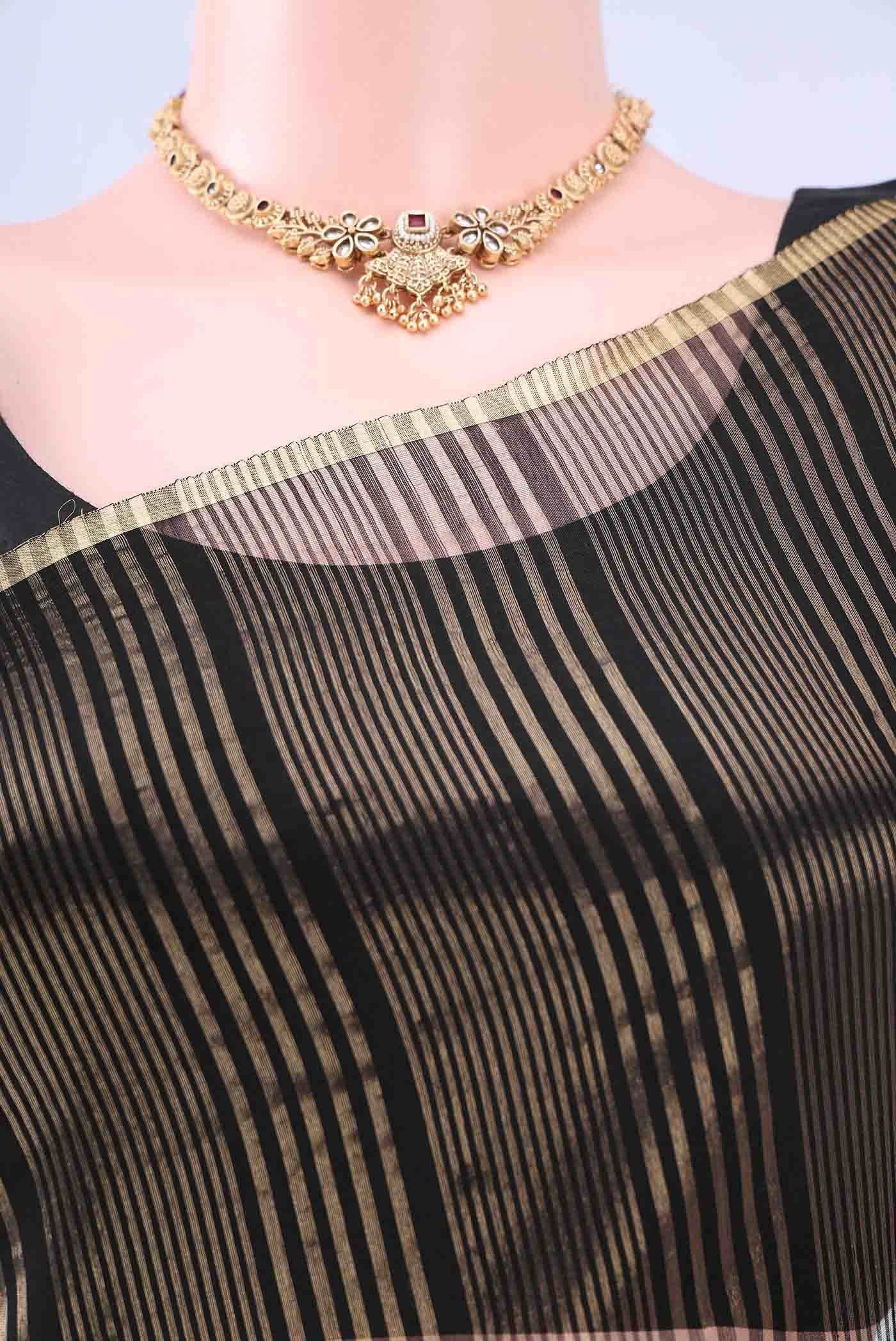 Black MP Tussar Saree - Image 3