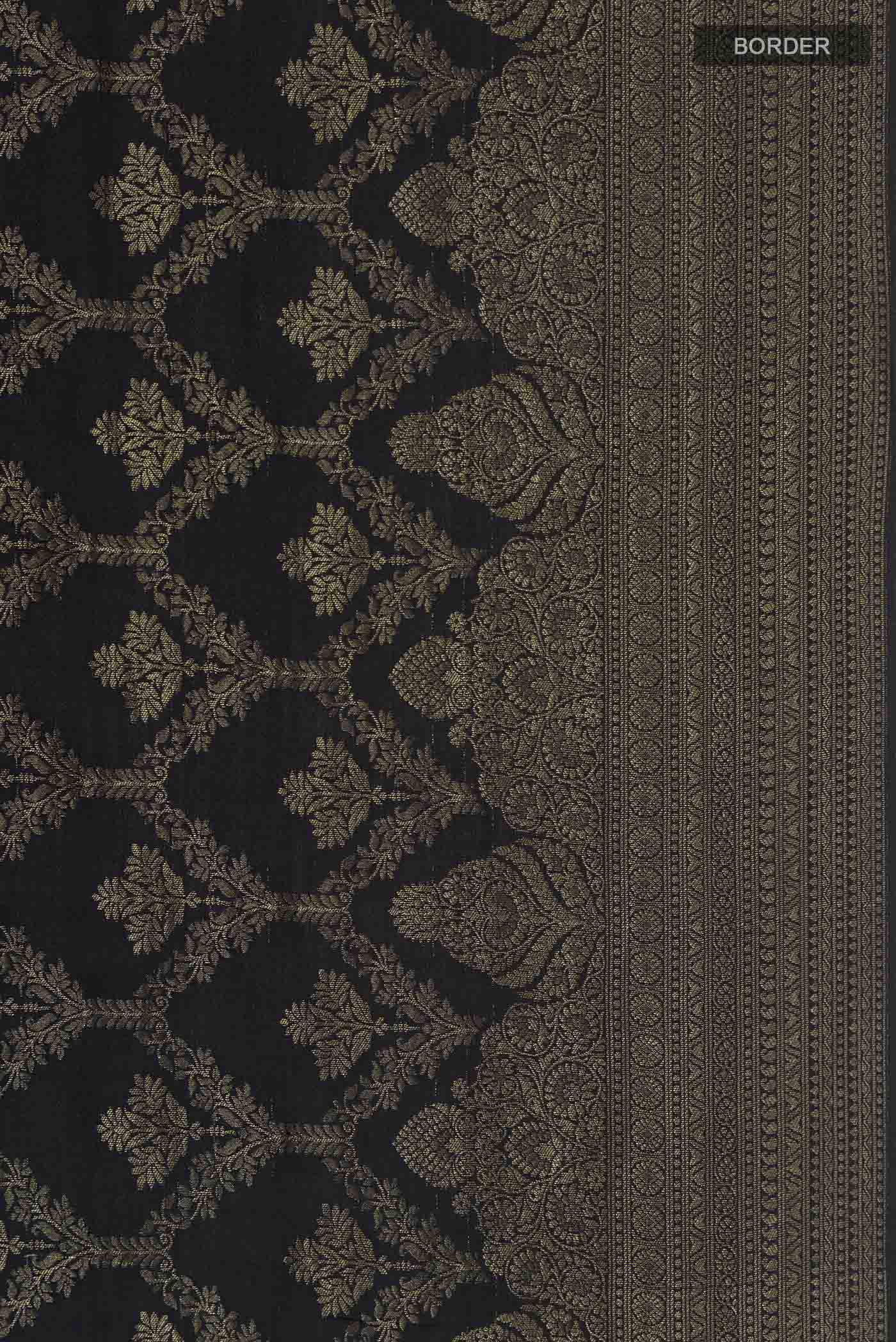 Black Mysore Crepe Saree - Image 3