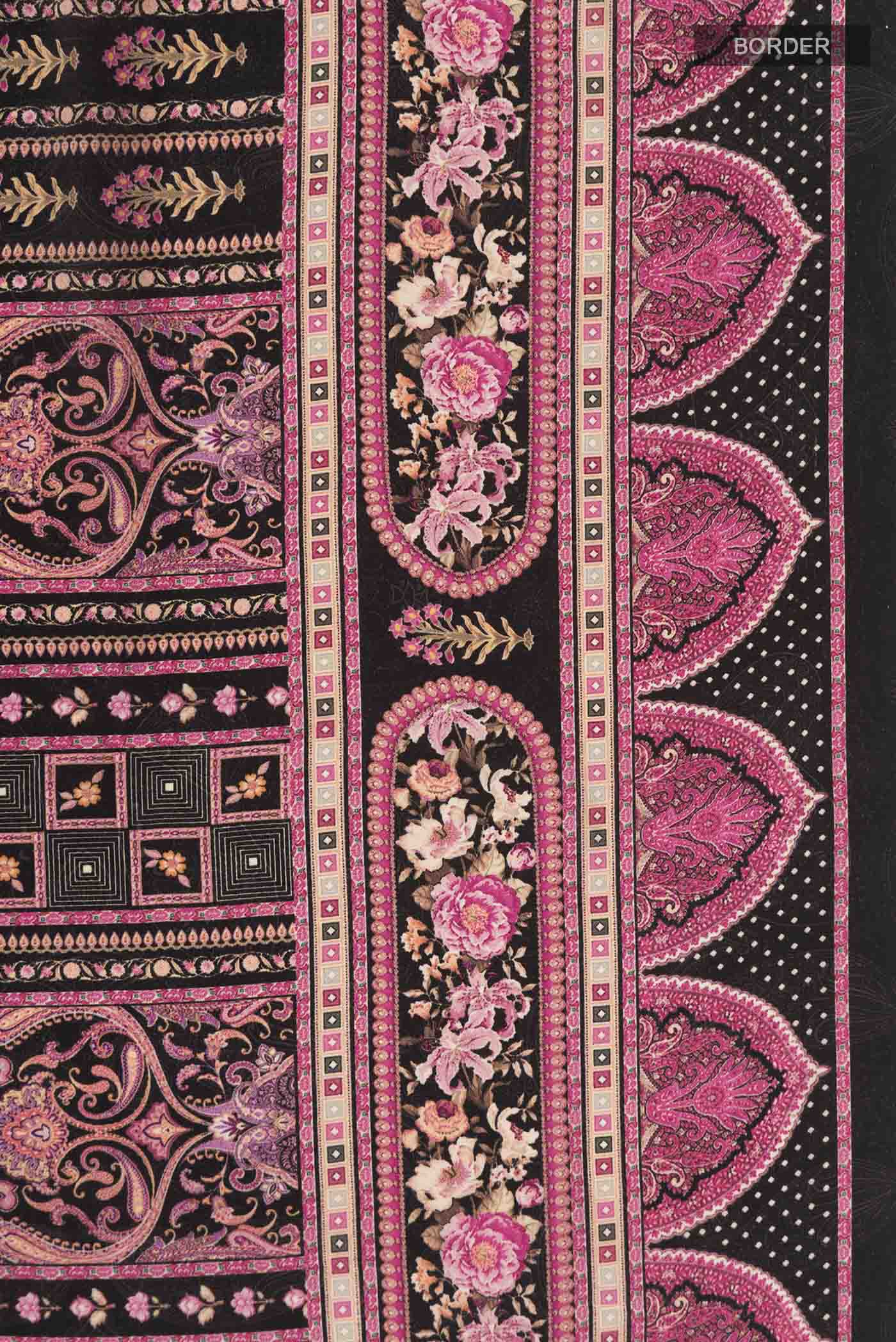 Black Mysore Crepe Saree - Image 3