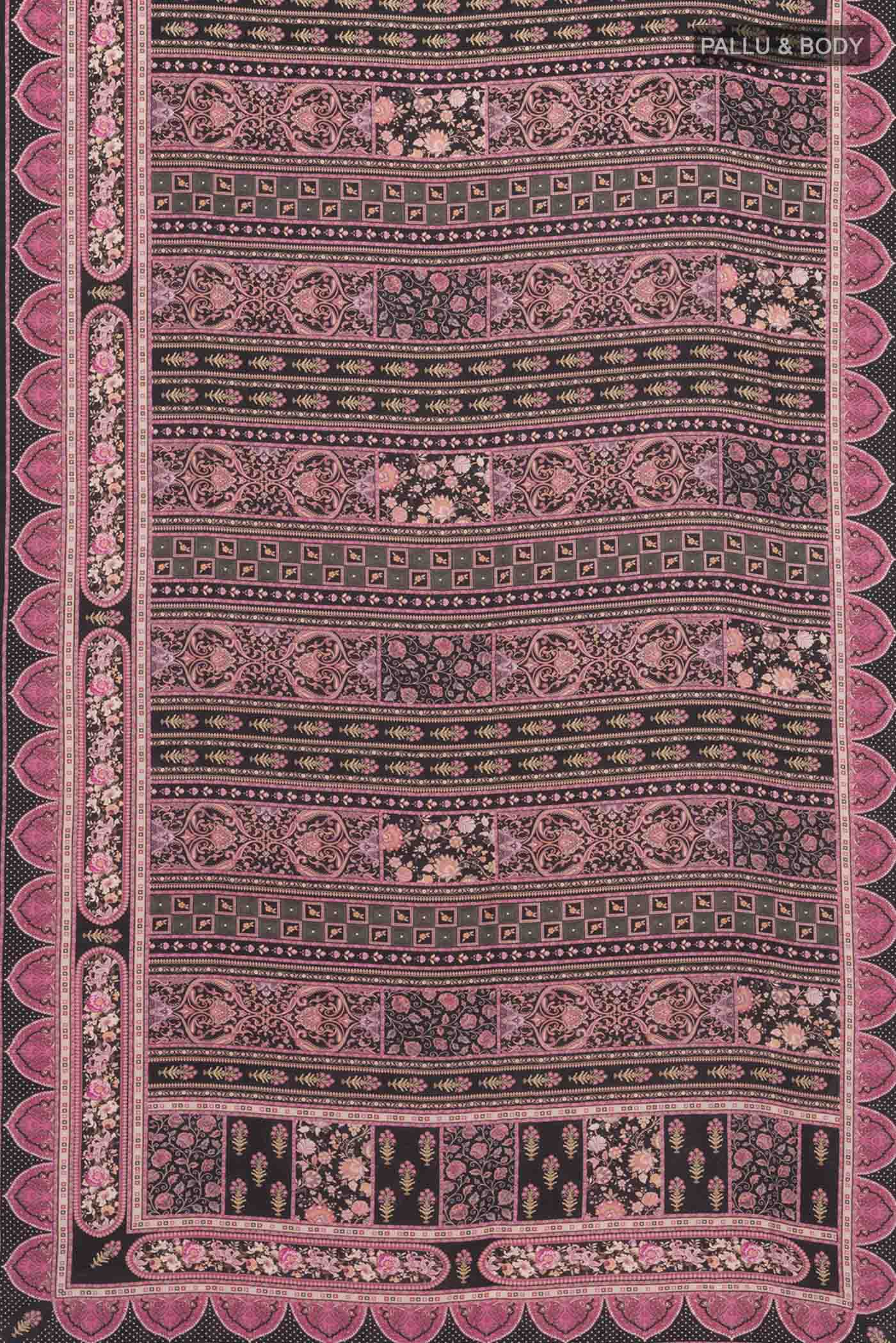 Black Mysore Crepe Saree - Image 5