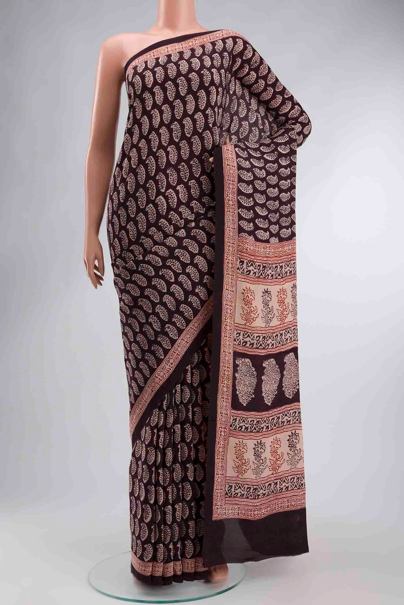 Black Mysore Crepe Saree