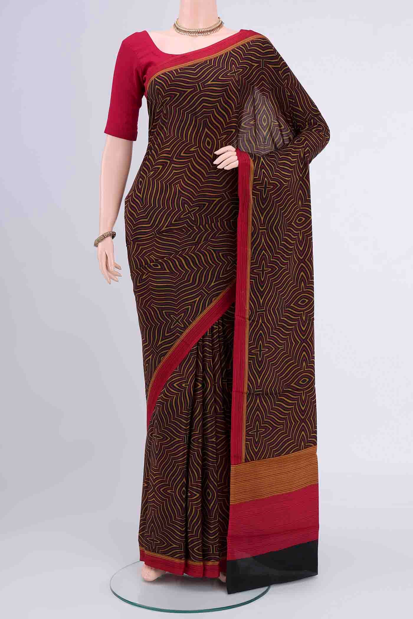 Black Mysore Crepe Saree