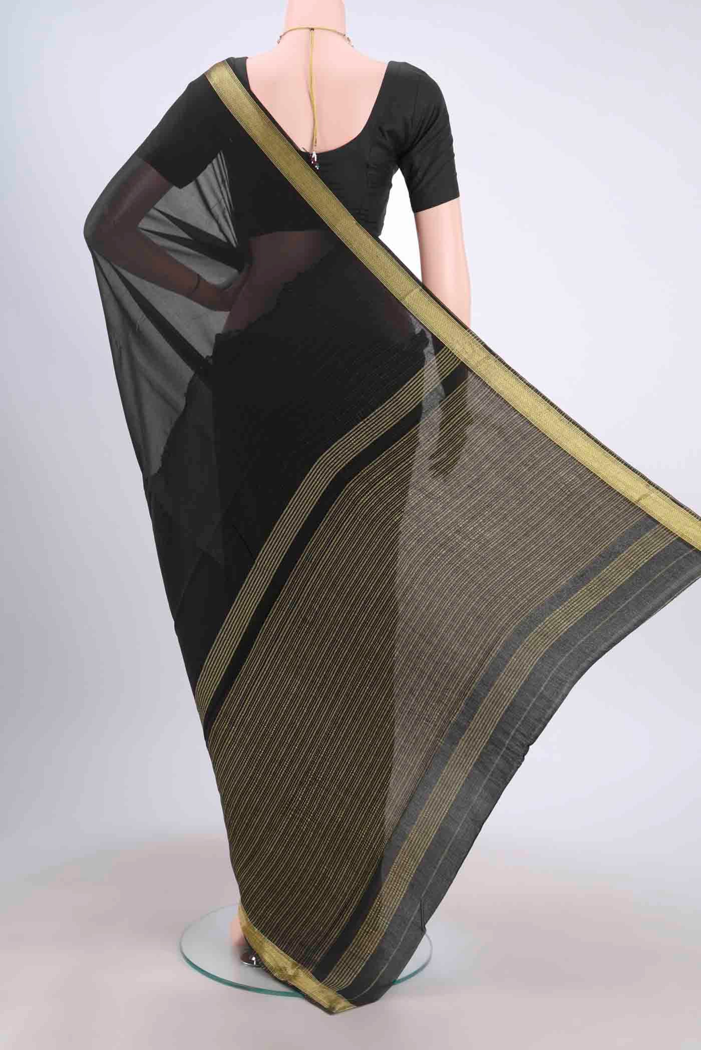 Black Mysore Georgette Saree - Image 3