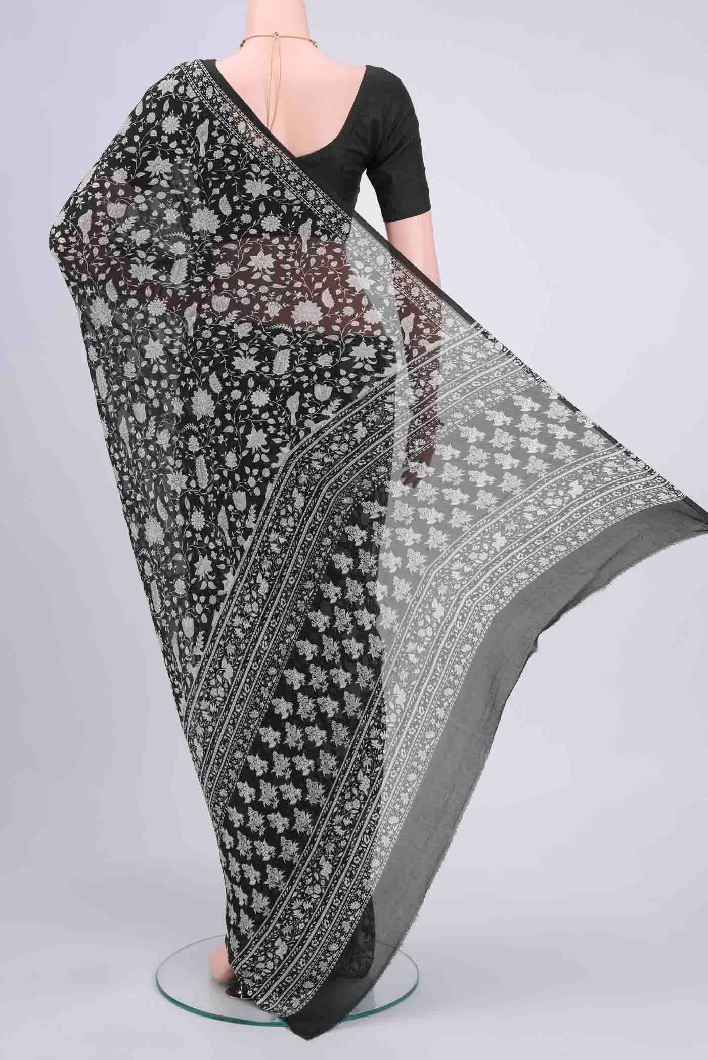 Black Mysore Crepe Saree - Image 3