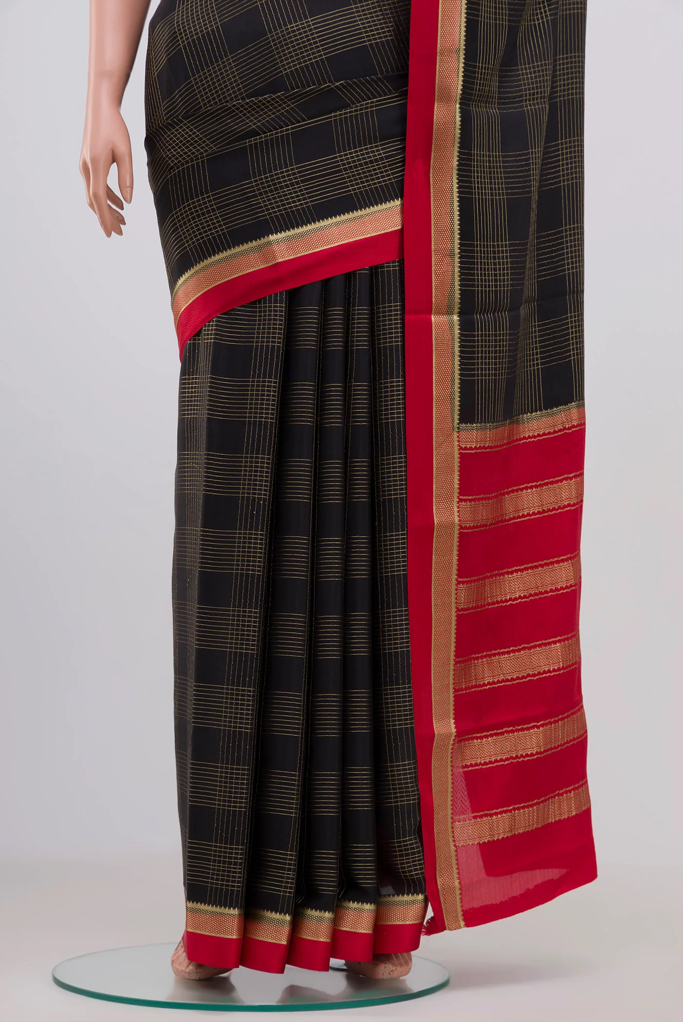 Black Mysore Crepe Saree - Image 3