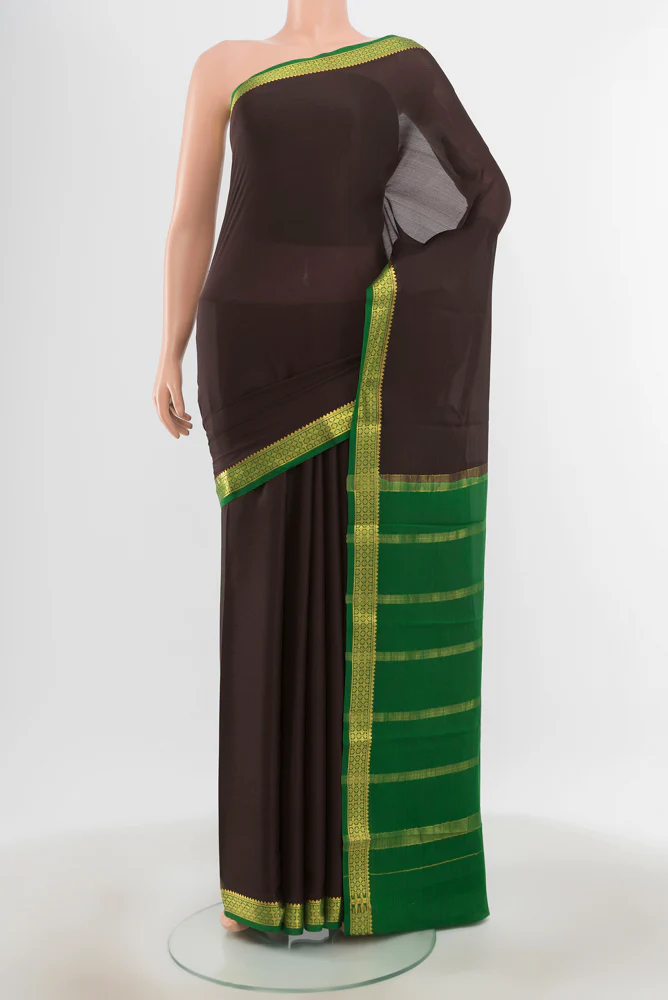 Black Mysore Crepe Saree