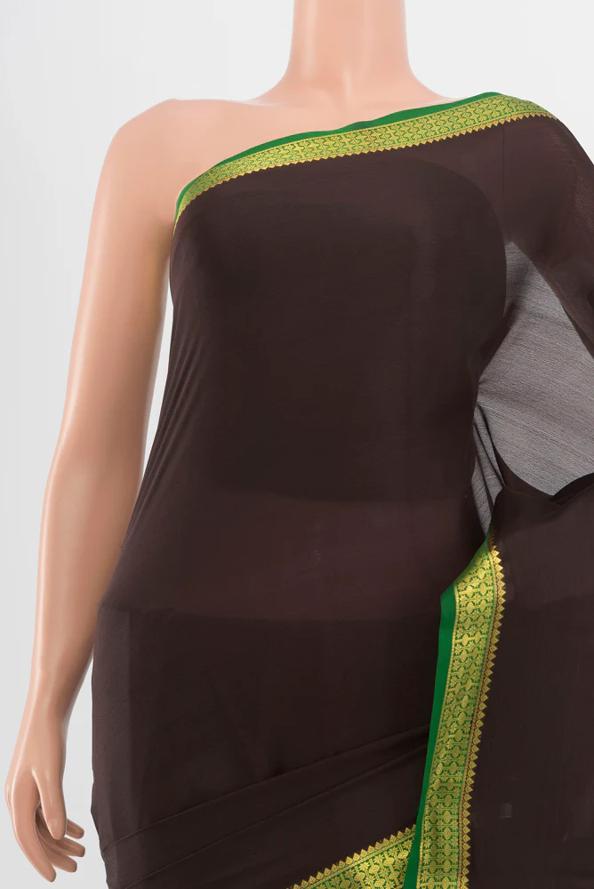 Black Mysore Crepe Saree - Image 2