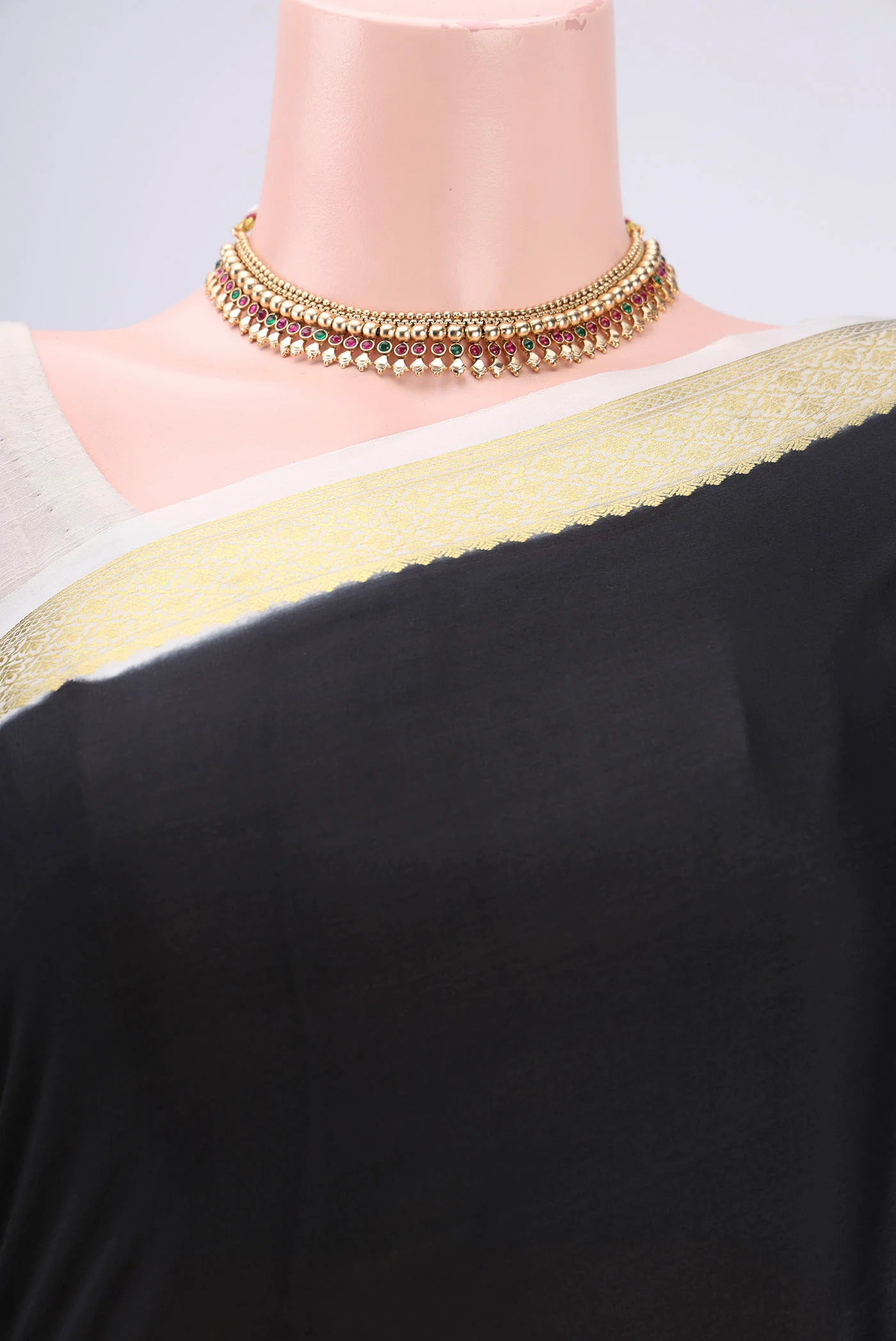 Black Mysore Crepe Saree - Image 2