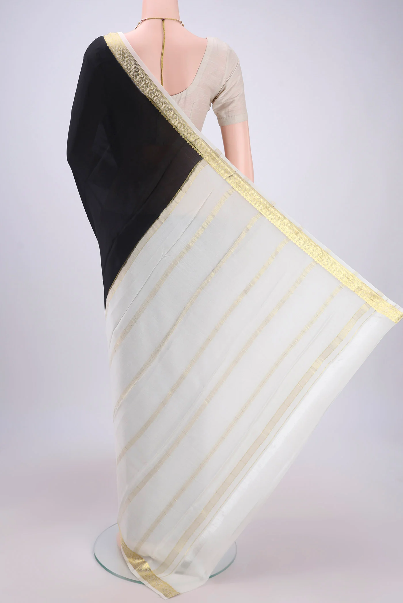 Black Mysore Crepe Saree - Image 3