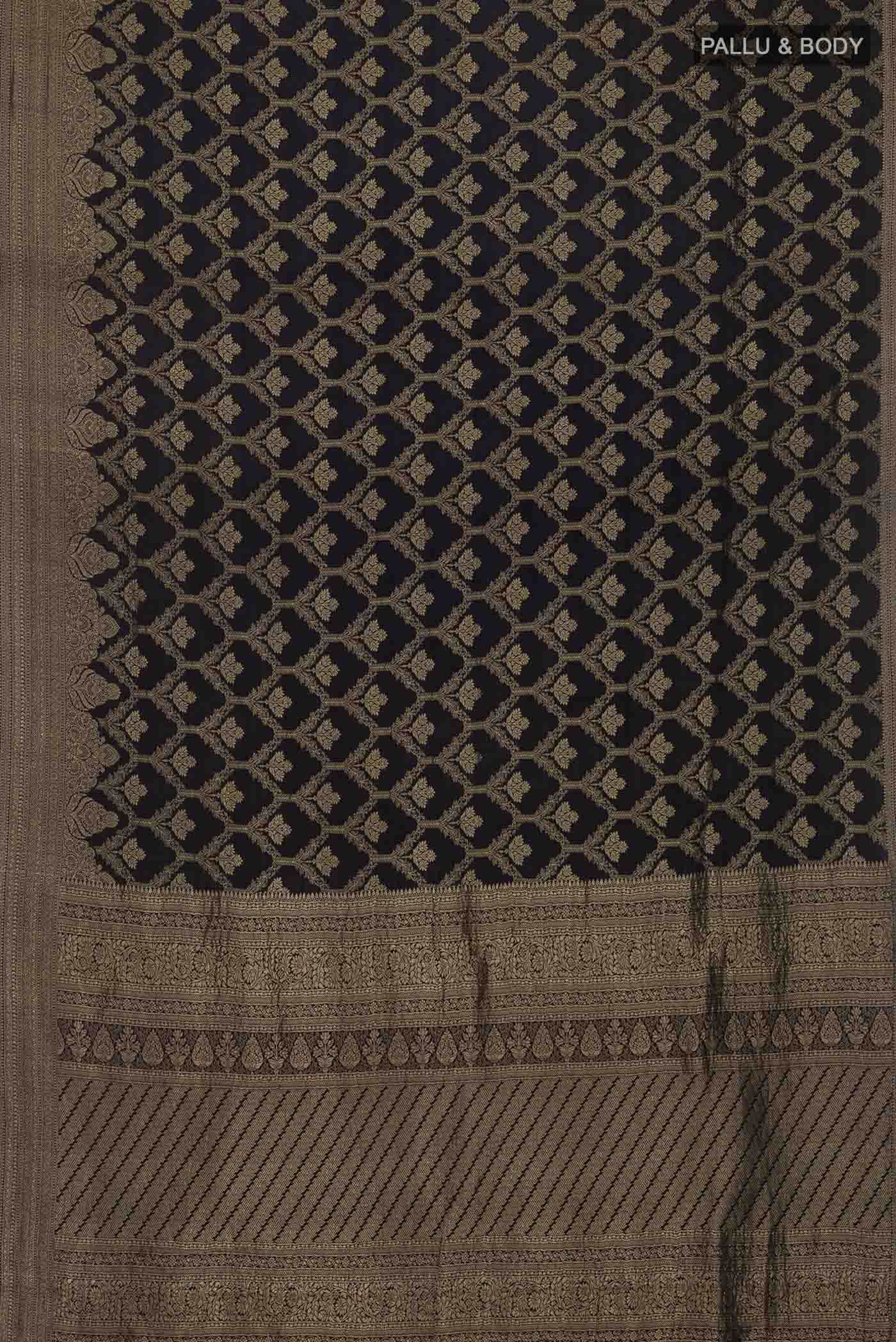 Black Mysore Crepe Saree - Image 3