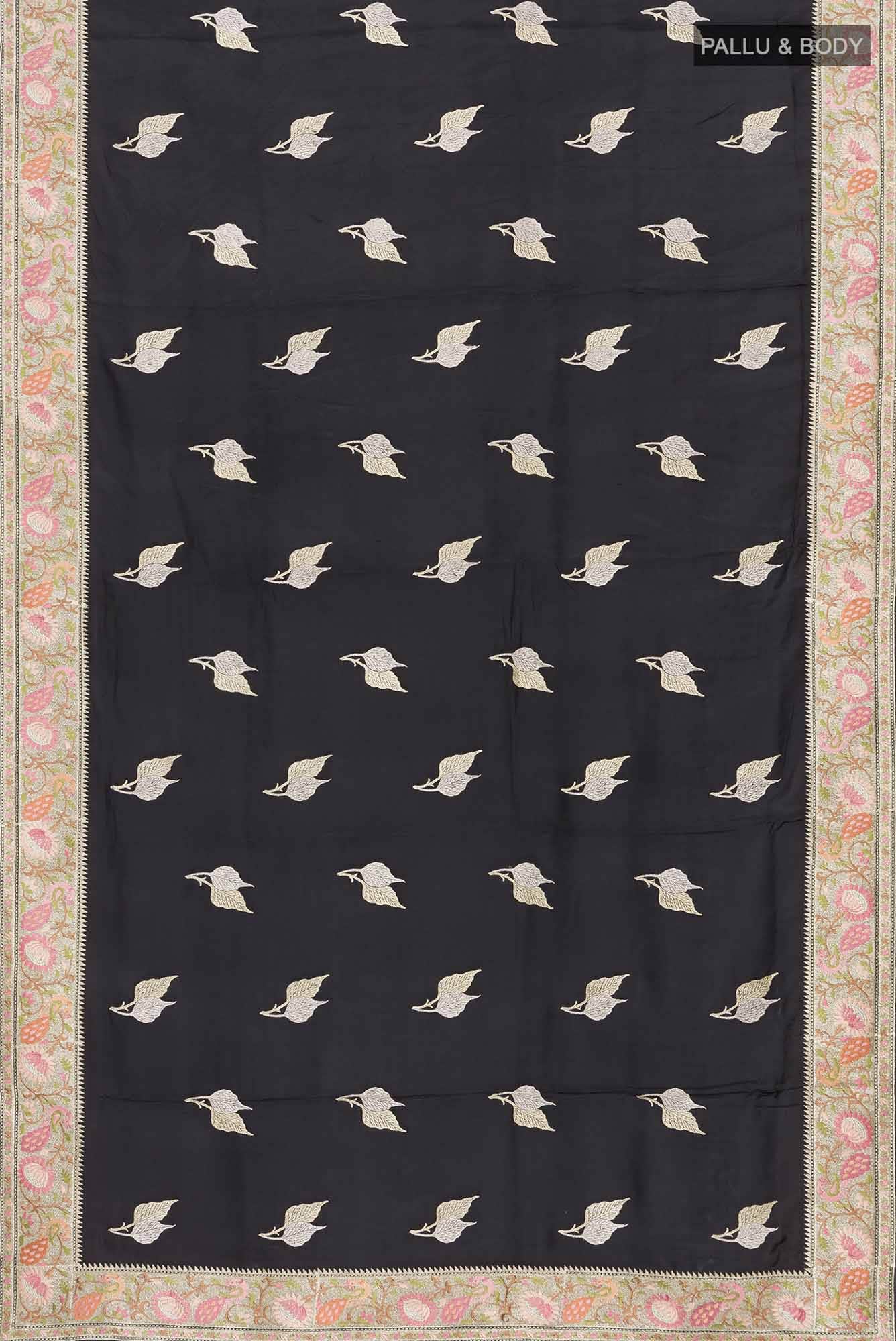 Black Mysore Crepe Saree - Image 3