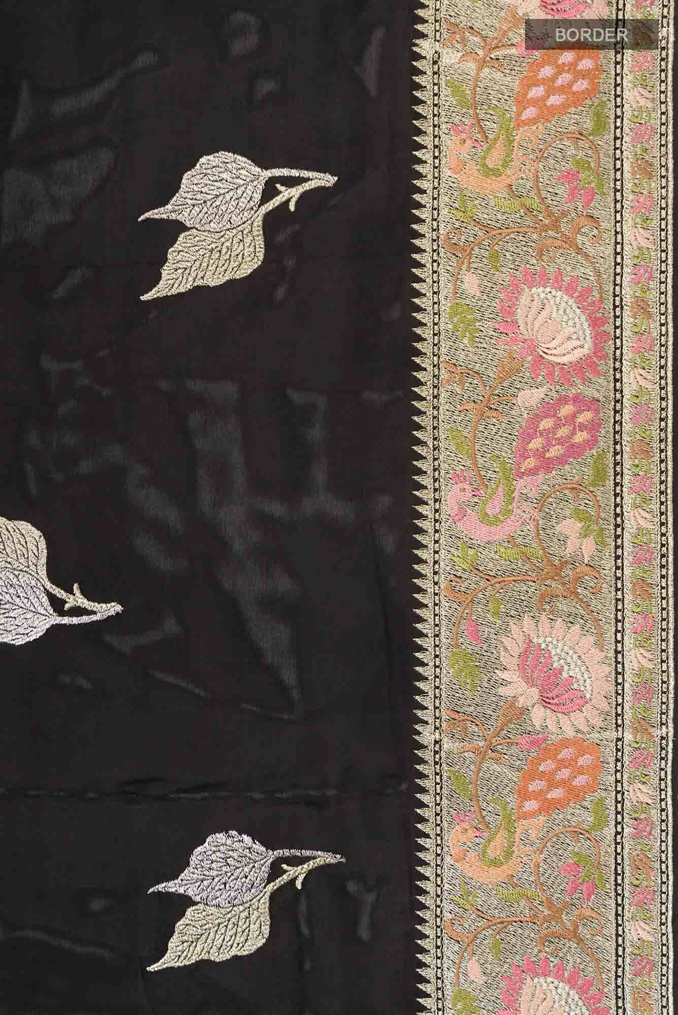 Black Mysore Crepe Saree - Image 4