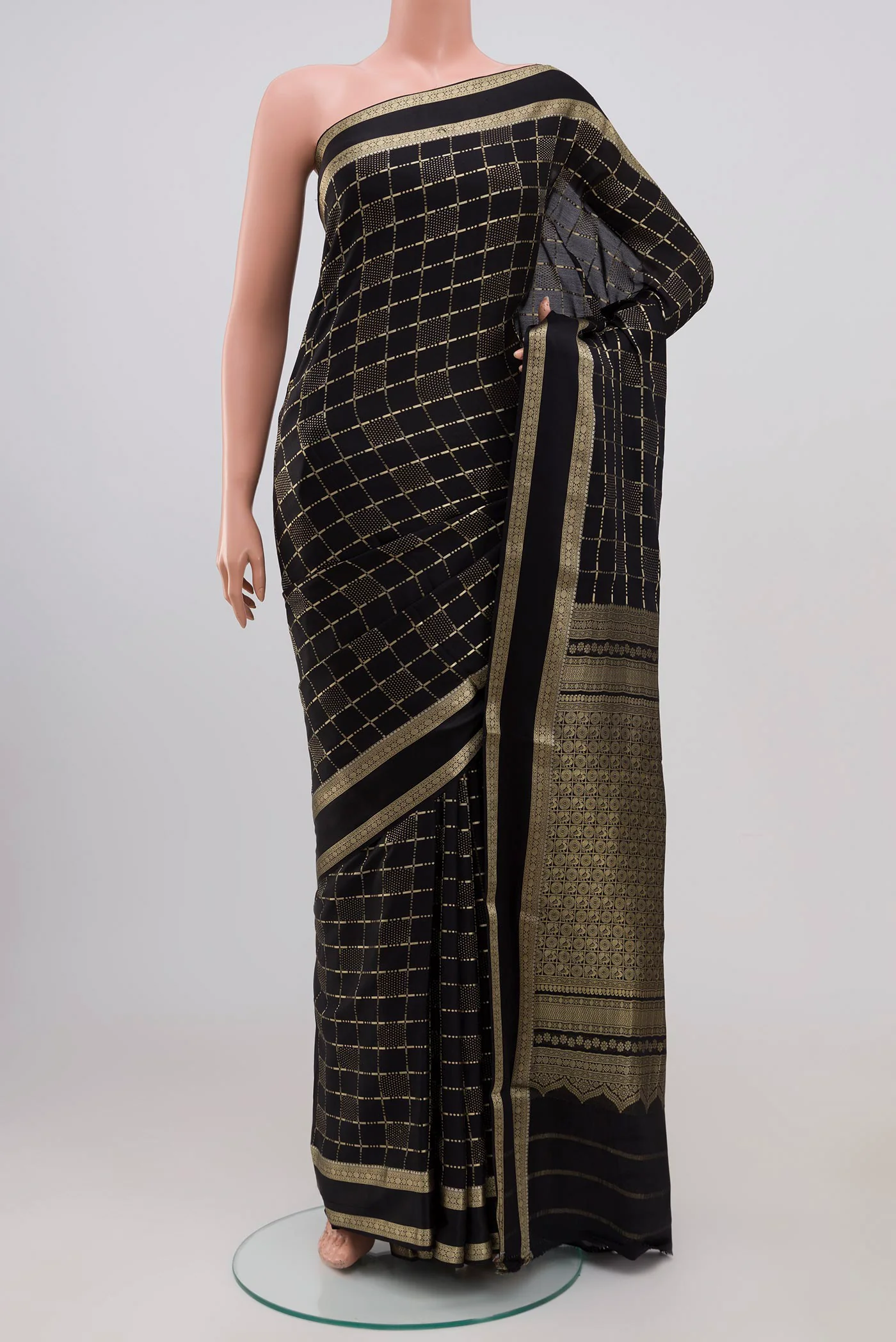 Black Mysore Crepe Saree