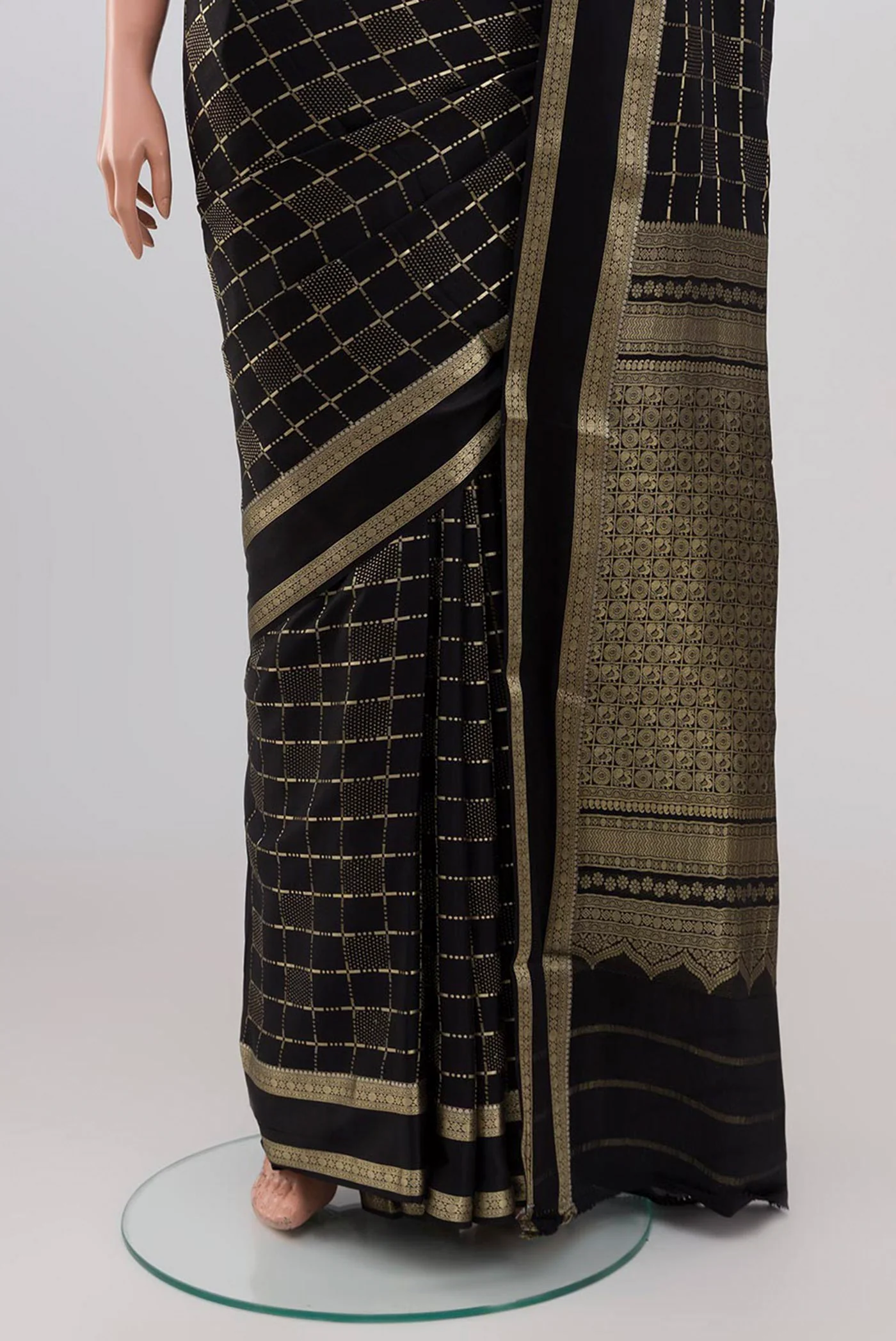 Black Mysore Crepe Saree - Image 3