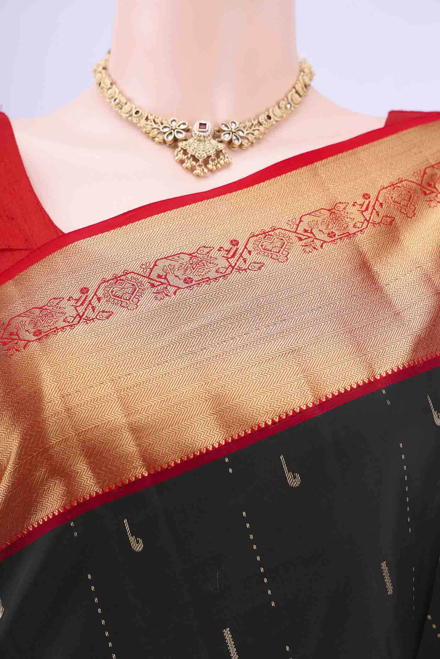 Black Nangavalli Silk [ Salem ] Saree - Image 2