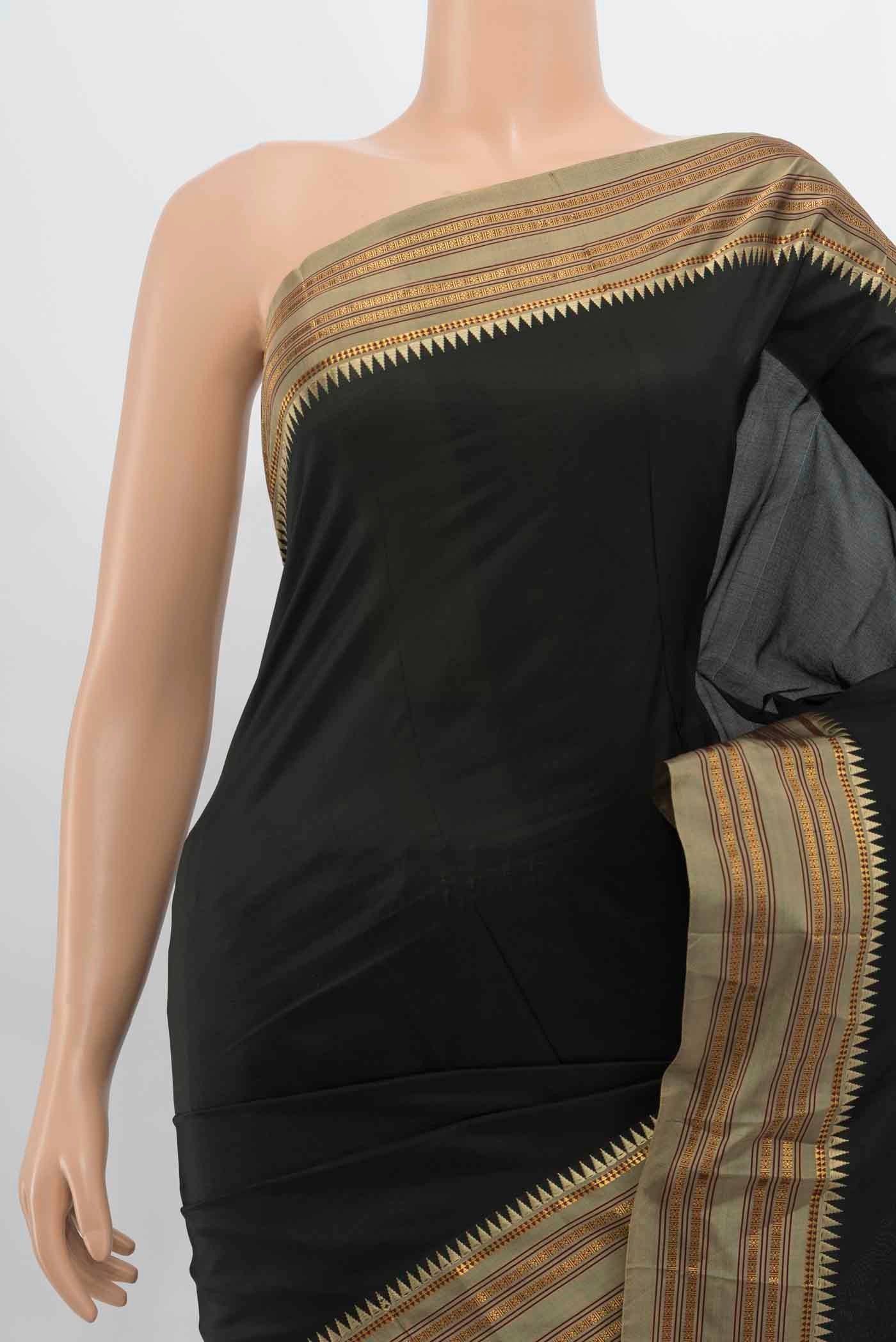 Black Narayanpet Silk Saree - Image 2