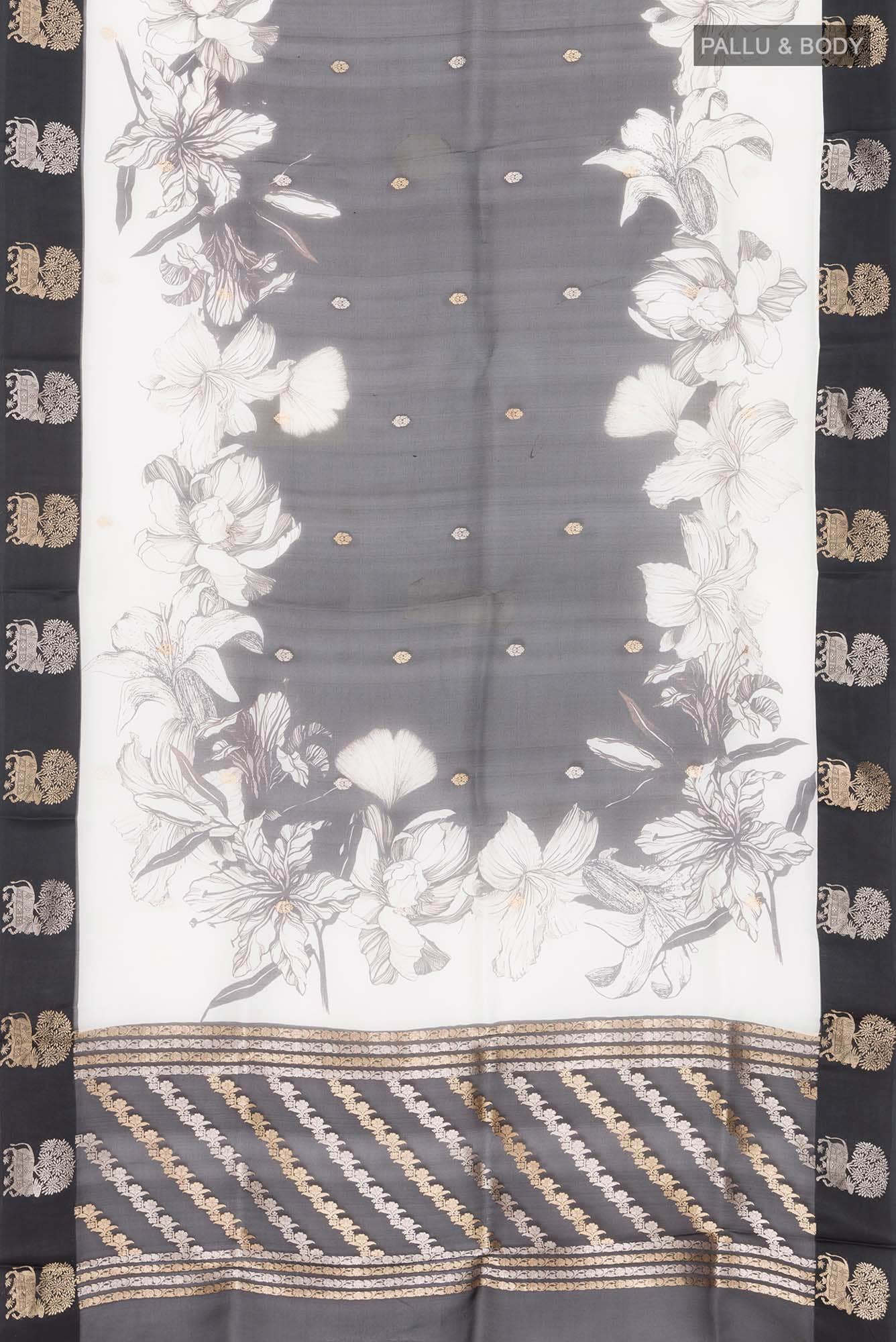 Black Organza Silk Saree - Image 4