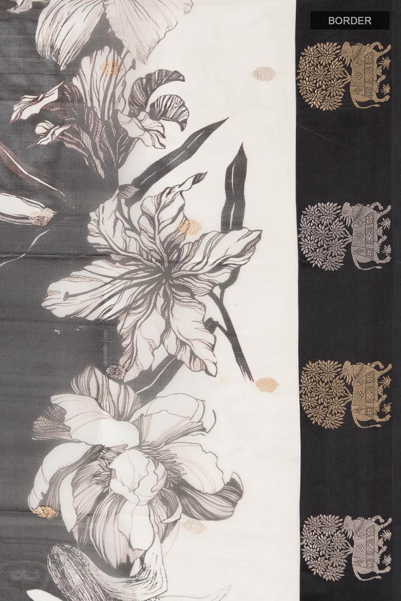 Black Organza Silk Saree - Image 5