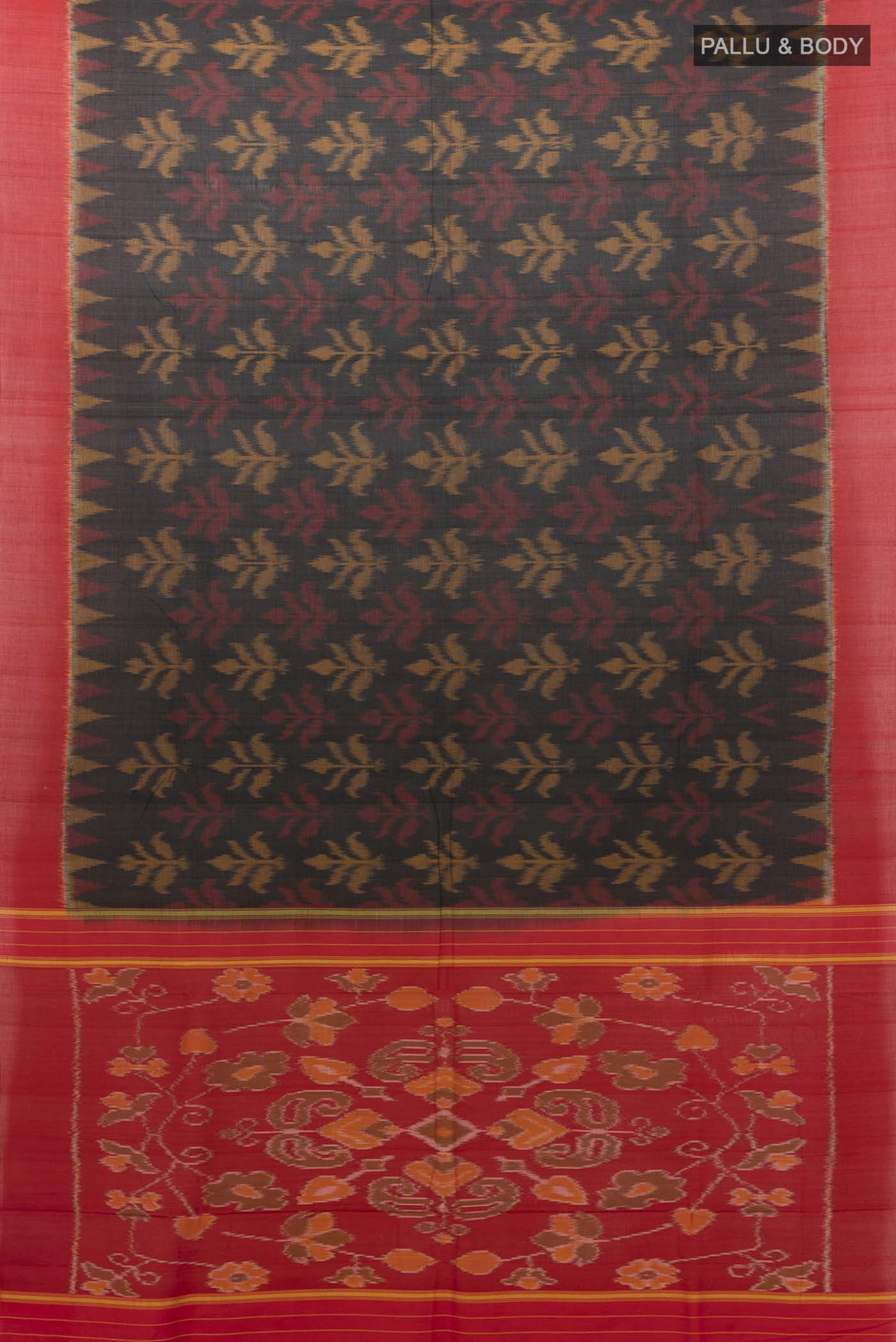 Black Pochampally Cotton Saree - Image 5