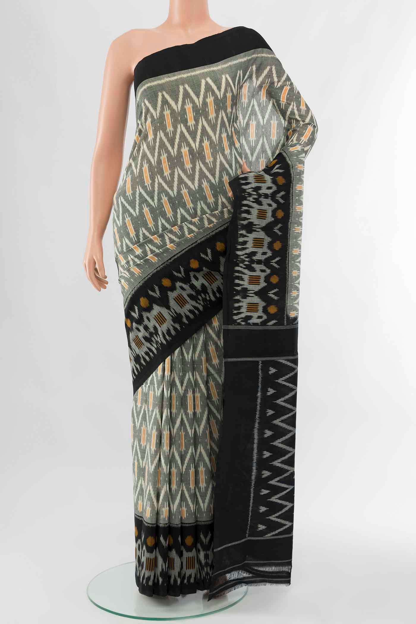 Black Pochampally Cotton Saree