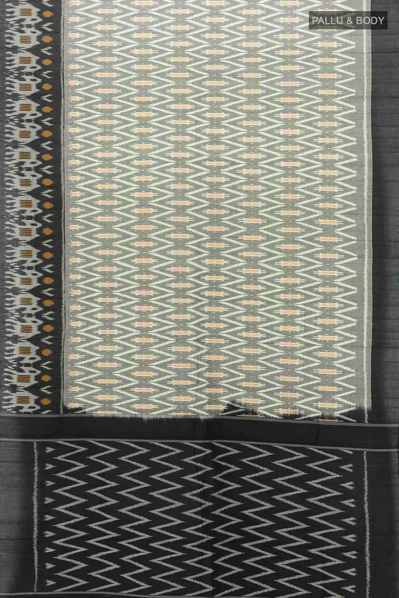 Black Pochampally Cotton Saree - Image 4