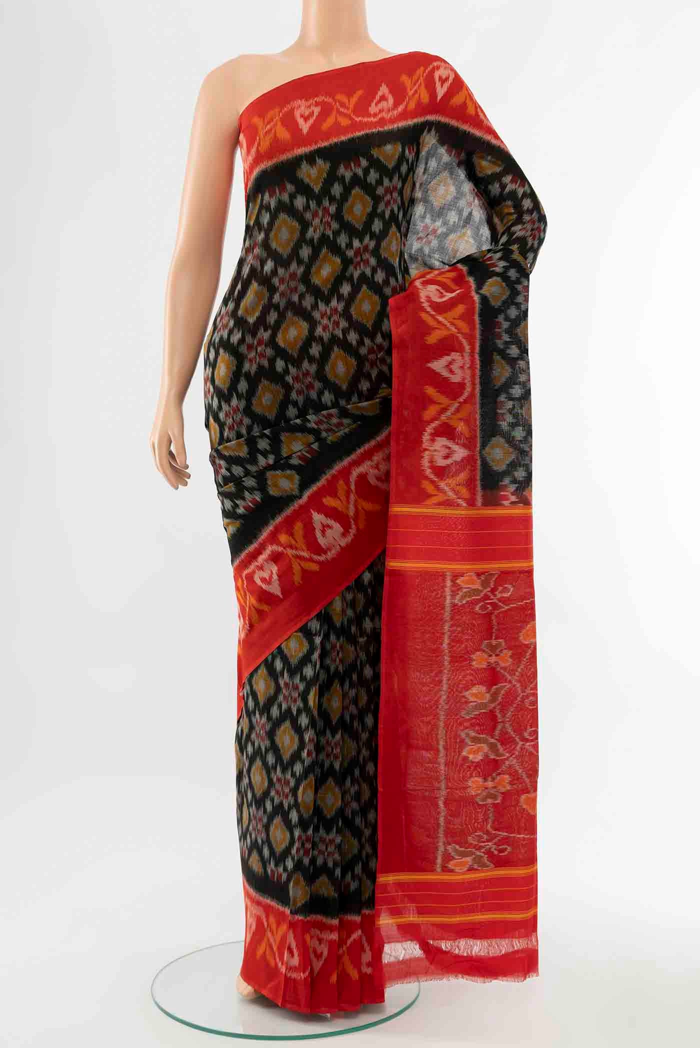 Black Pochampally Cotton Saree