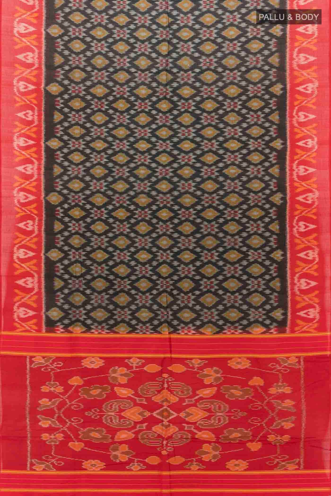 Black Pochampally Cotton Saree - Image 5