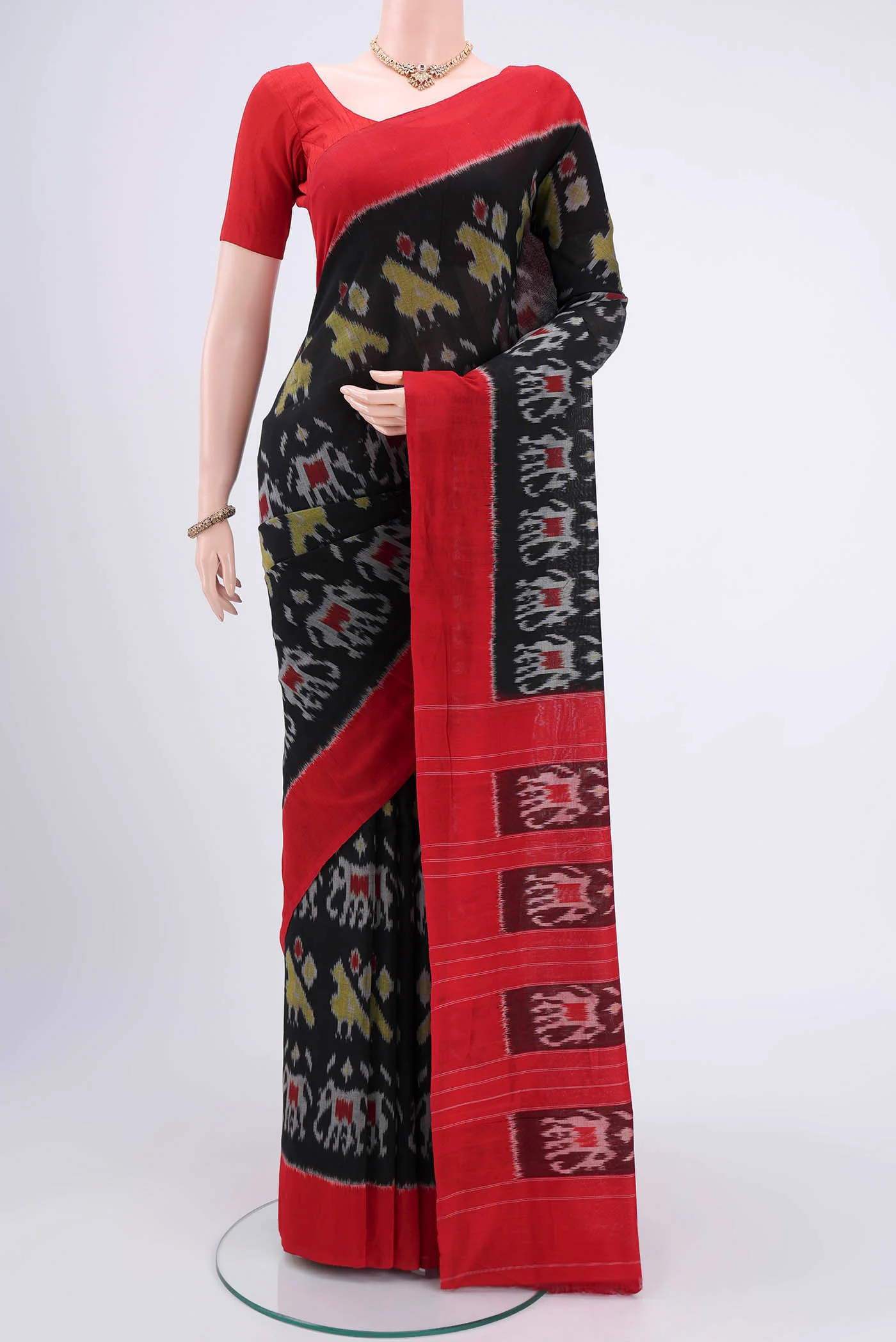 Black Pochampally Cotton Saree