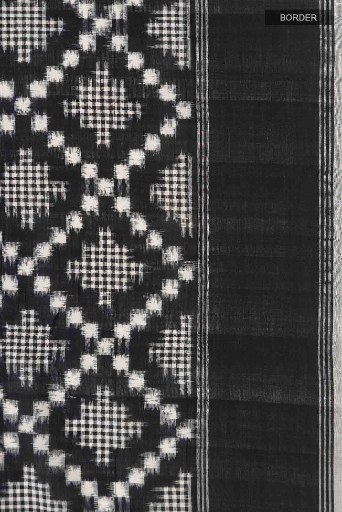 Black Pochampally Cotton Saree - Image 4