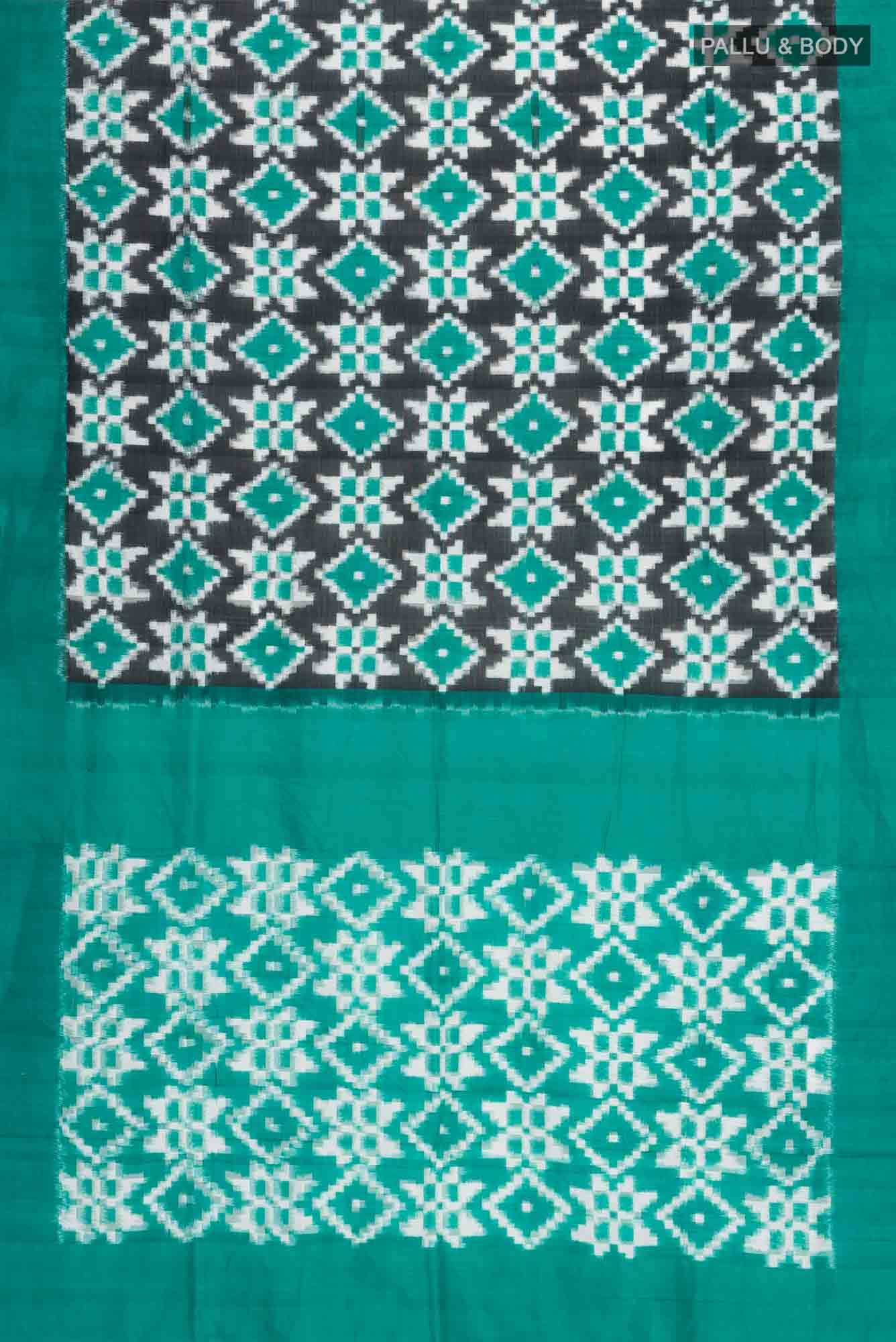 Black Pochampally Cotton Saree - Image 3
