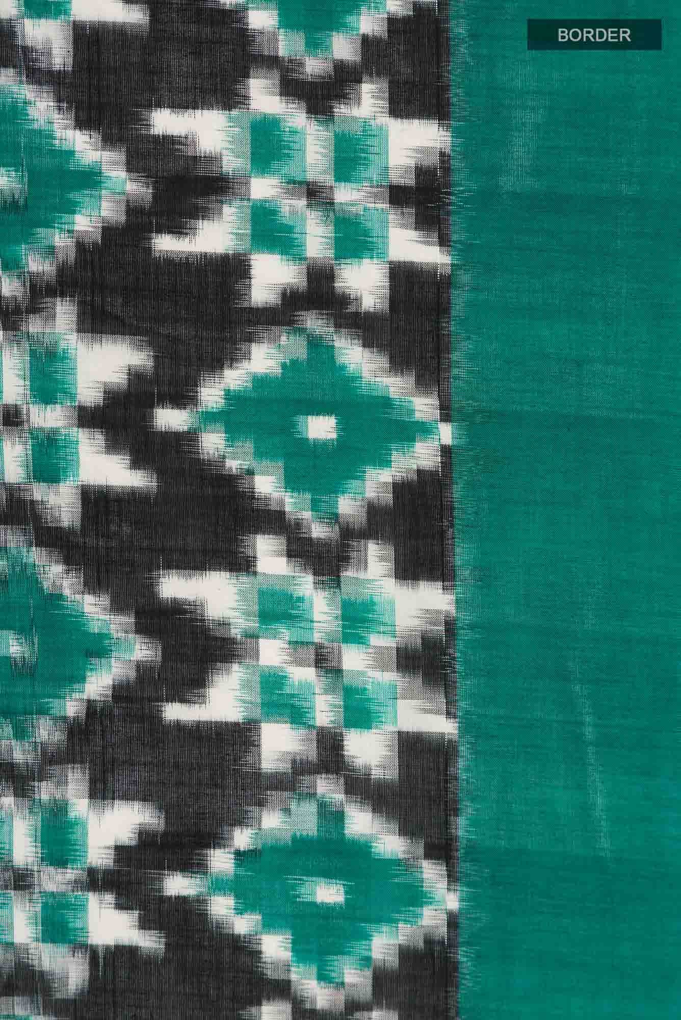 Black Pochampally Cotton Saree - Image 4